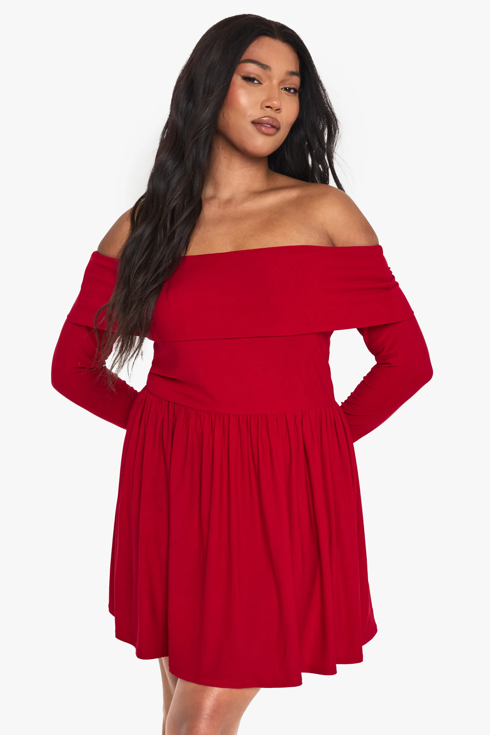 PLUS BARDOT JERSEY SKATER DRESS