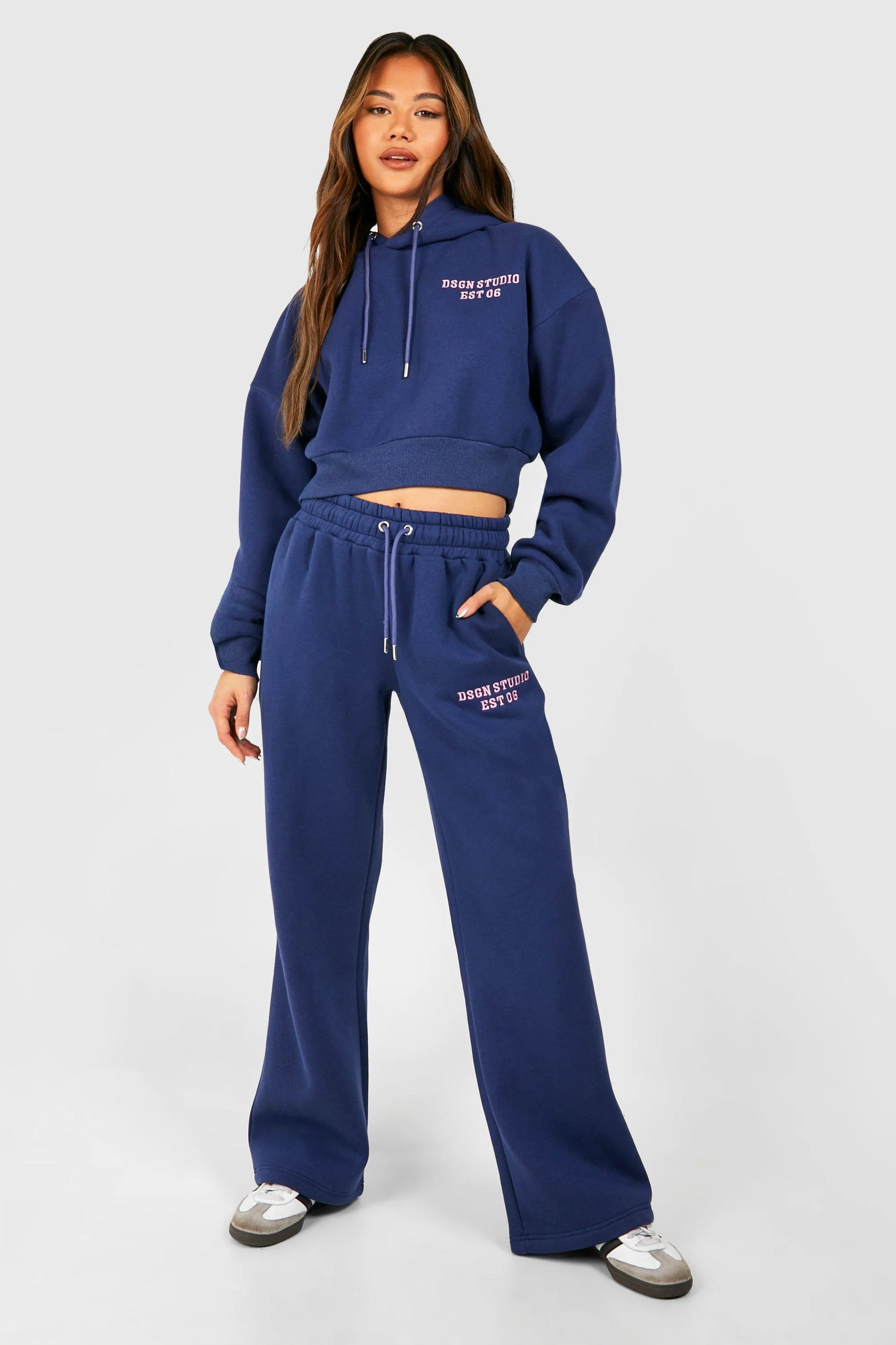 DSGN Studio Embroidered Cropped Hooded Tracksuit