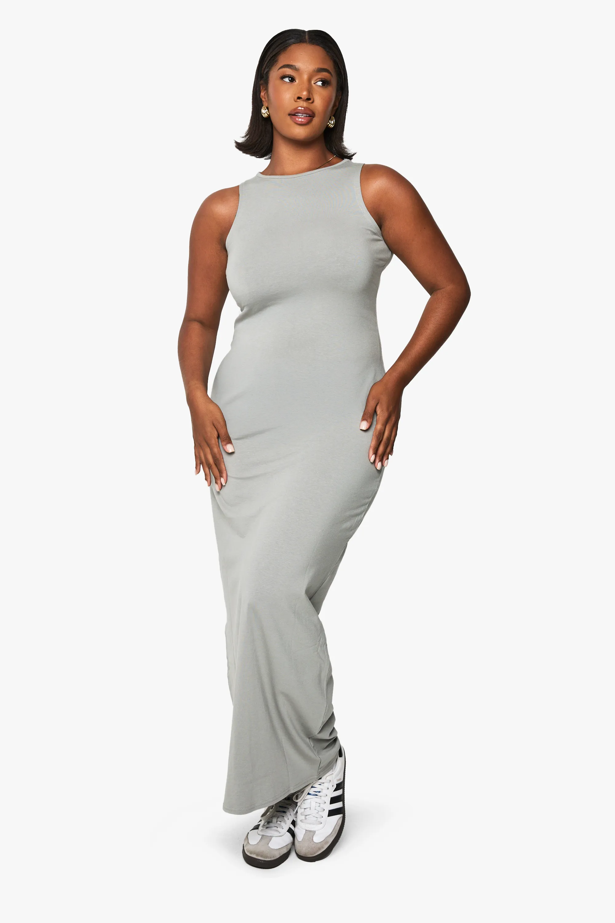Plus Racer Neck Maxi Dress