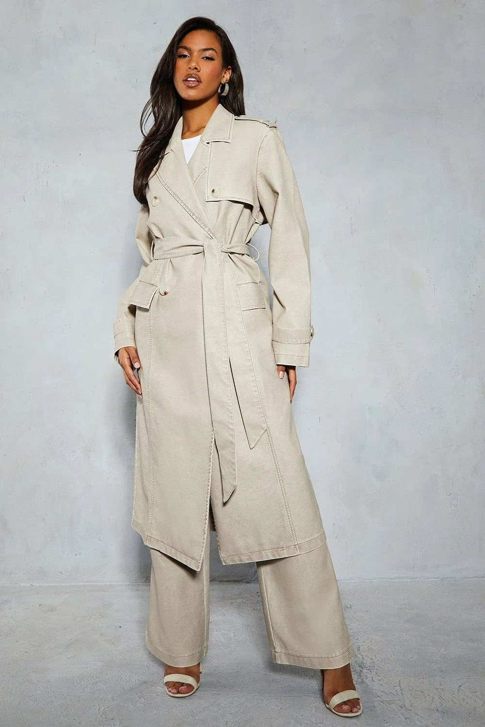 Leather Look Longline Belted Trench Coat 4 Leather Look Longline Belted Trench Coat