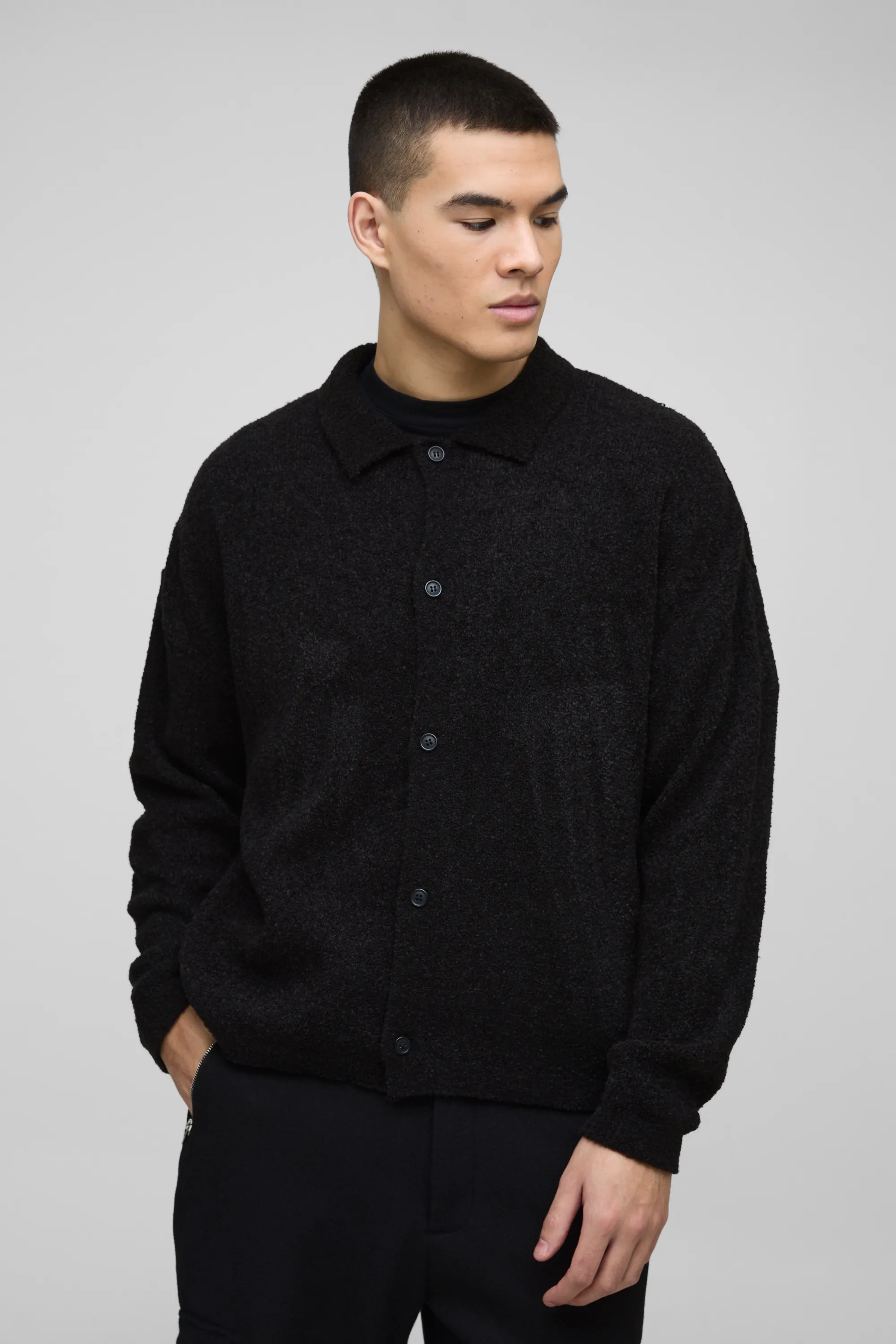 Boxy Fit Brushed Knit Shirt