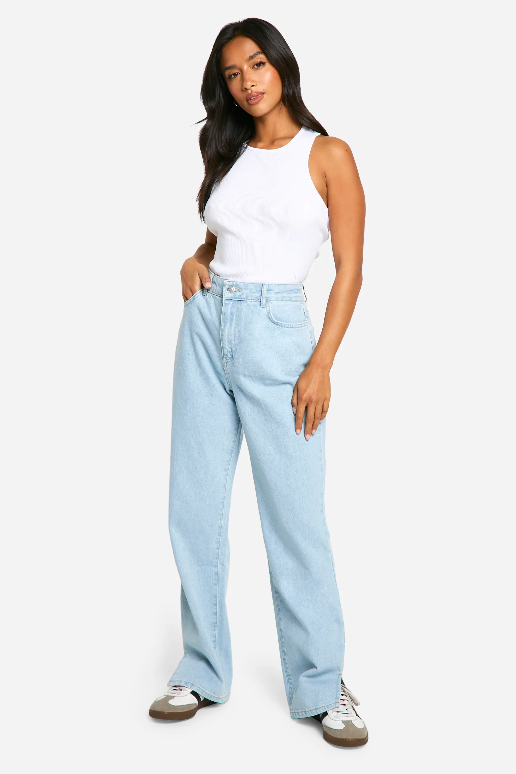 Petite High Waist Split Hem Jeans 1 Petite High Waist Split Hem Jeans