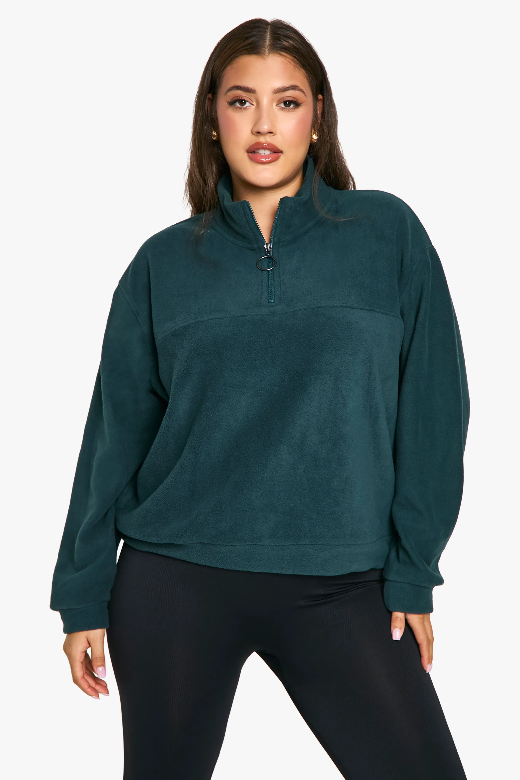 Plus Mid Zip Fleece Sweatshirt