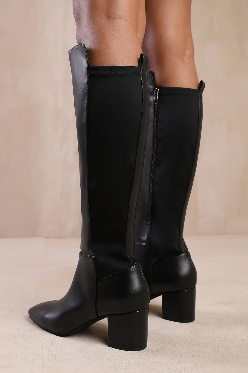 'Cherish' Block Heel Knee High Boots With Side Zip 4 'Cherish' Block Heel Knee High Boots With Side Zip