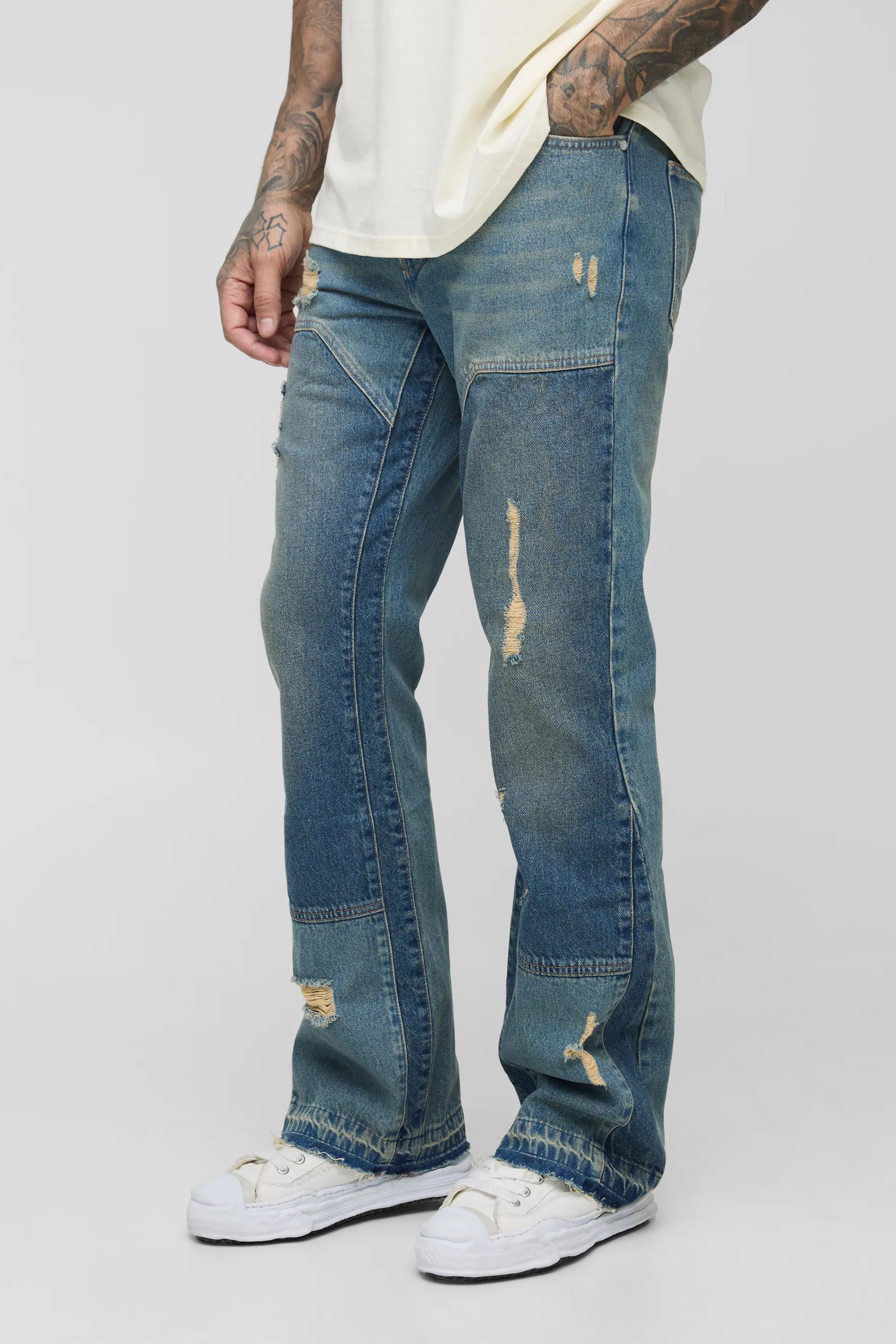 Tall Slim Rigid Flared Distressed Carpenter Jeans 1 Tall Slim Rigid Flared Distressed Carpenter Jeans