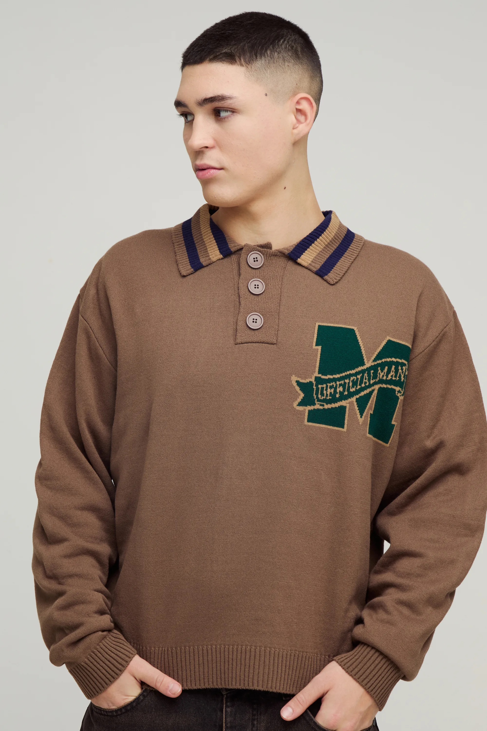 Oversized Boxy Knitted Applique Polo Shirt 1 Oversized Boxy Knitted Applique Polo Shirt