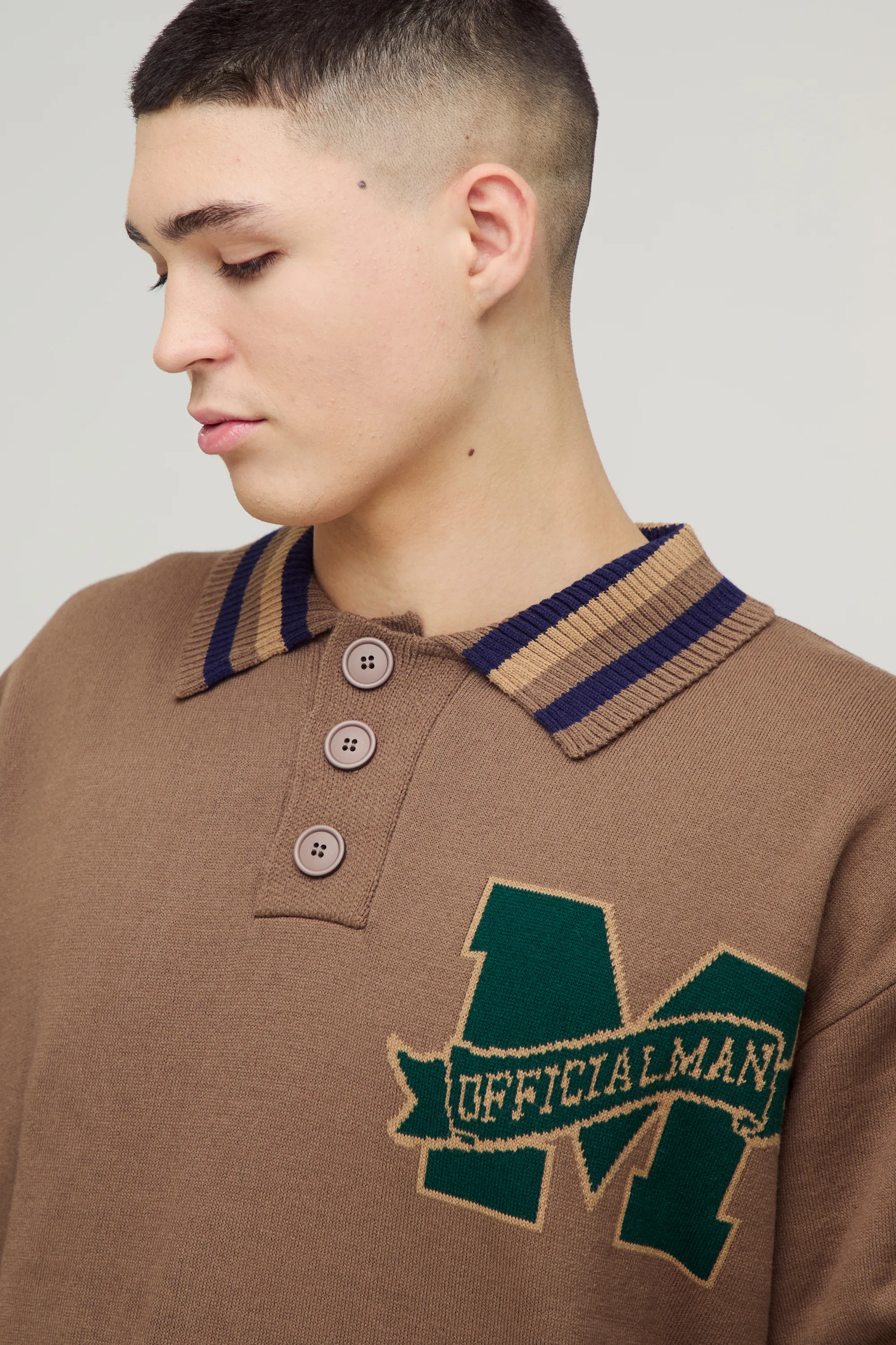 Oversized Boxy Knitted Applique Polo Shirt 3 Oversized Boxy Knitted Applique Polo Shirt