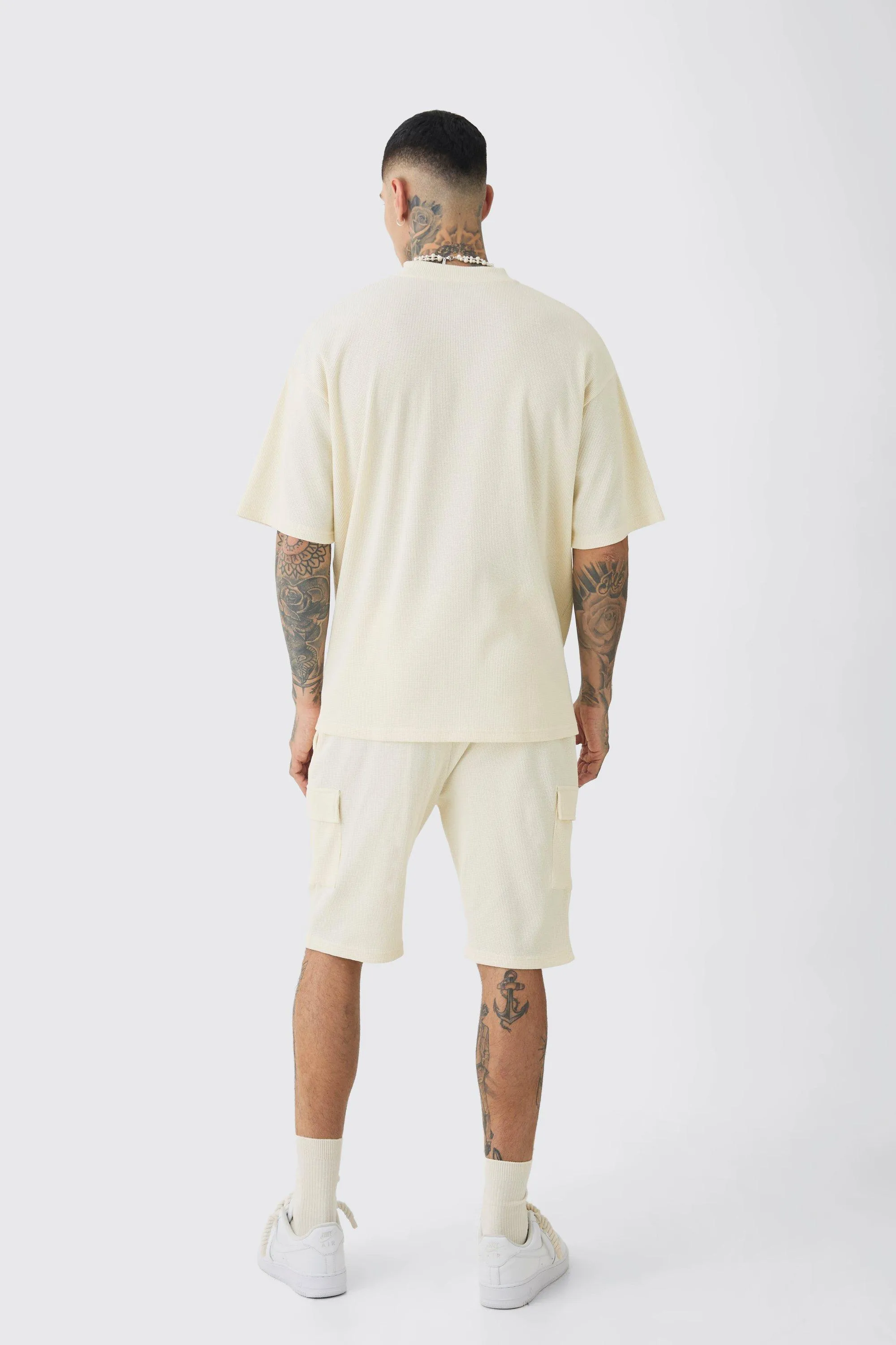 Tall Oversized Waffle T-shirt & Cargo Short Set 2 Tall Oversized Waffle T-shirt & Cargo Short Set