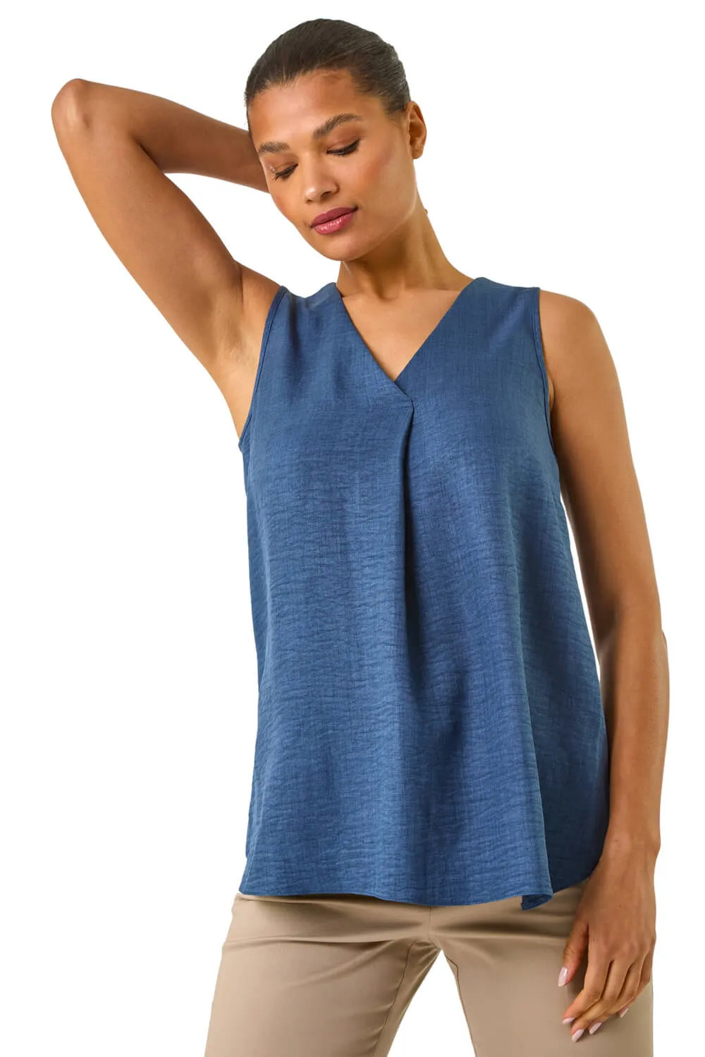Textured Pleat Front Vest Top 1 Textured Pleat Front Vest Top