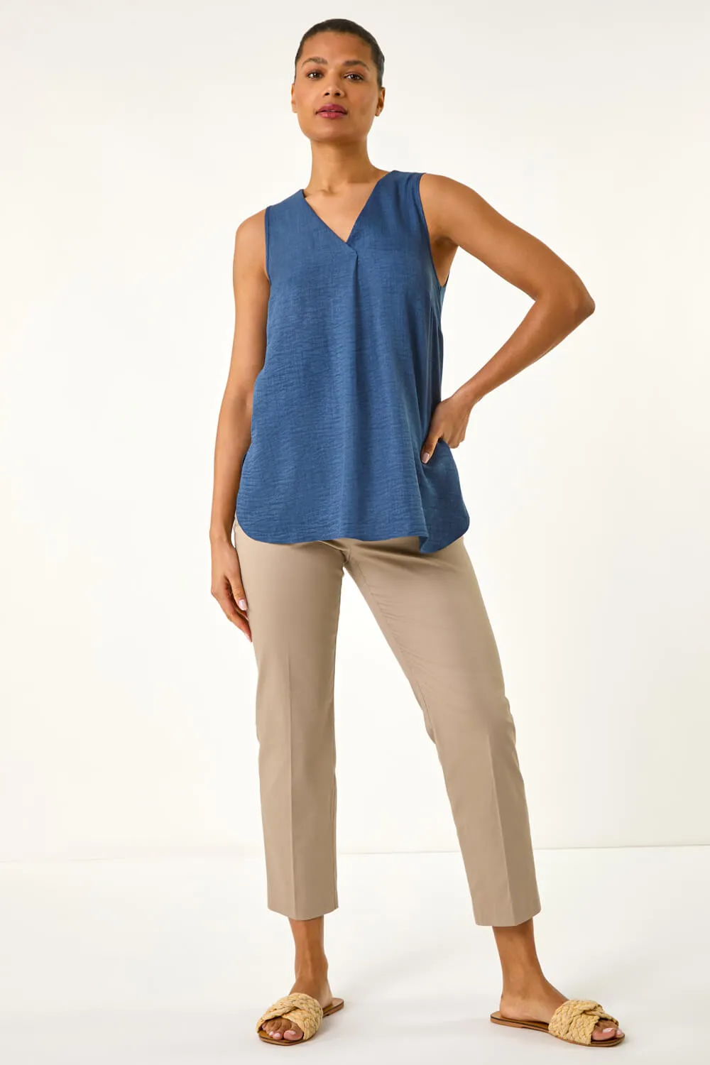 Textured Pleat Front Vest Top 2 Textured Pleat Front Vest Top