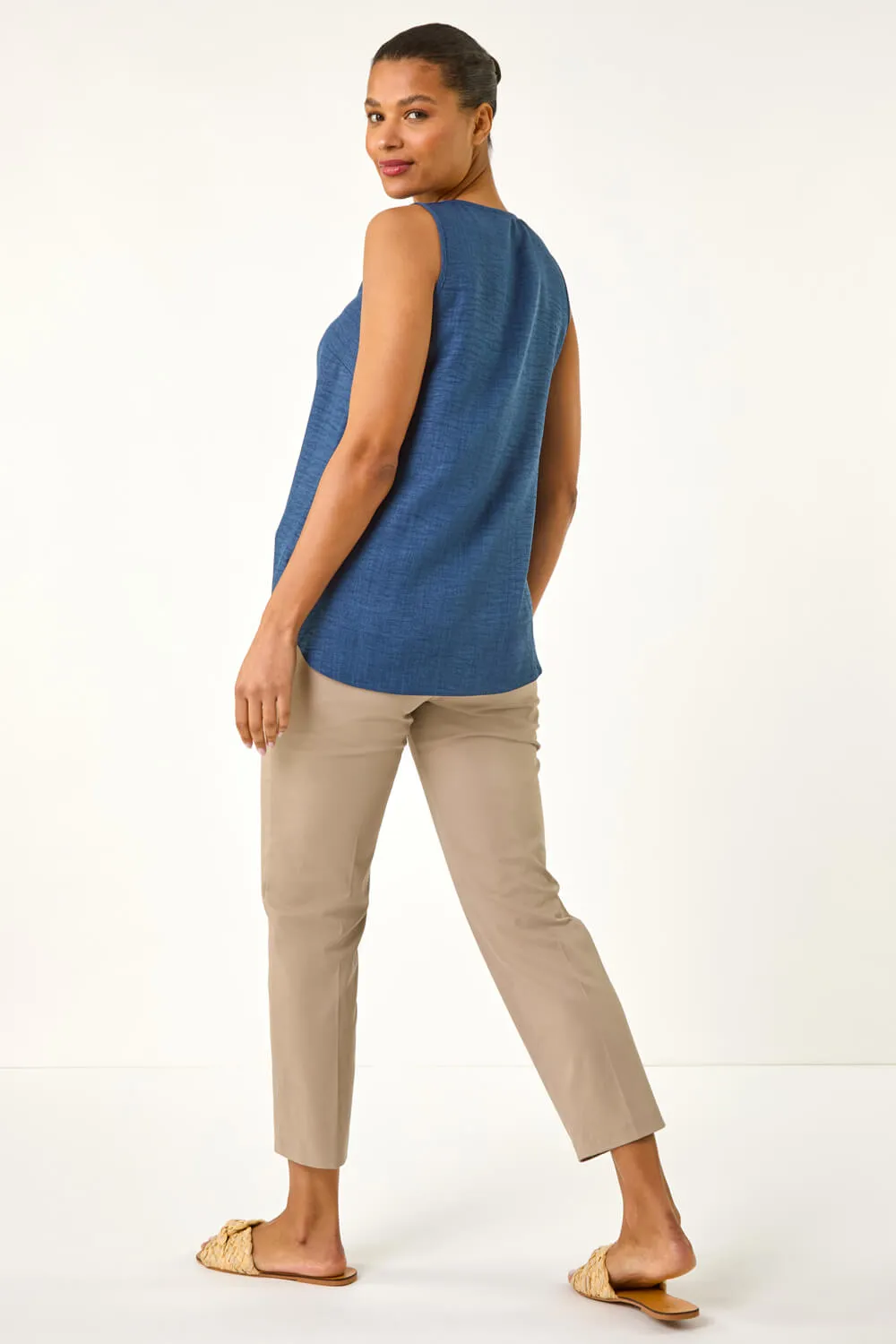 Textured Pleat Front Vest Top 3 Textured Pleat Front Vest Top