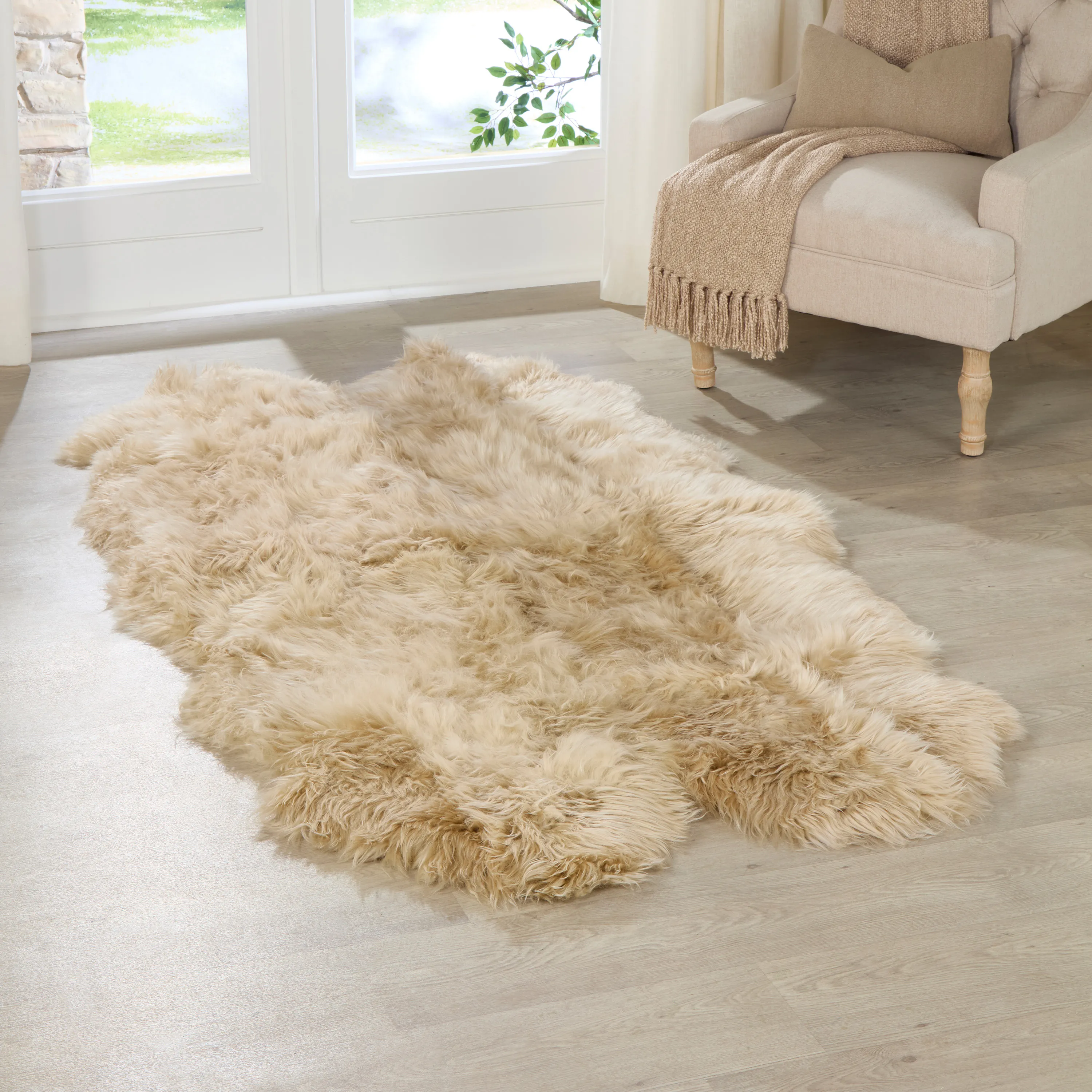 Quad Beige Sheepskin Rug 1 Quad Beige Sheepskin Rug