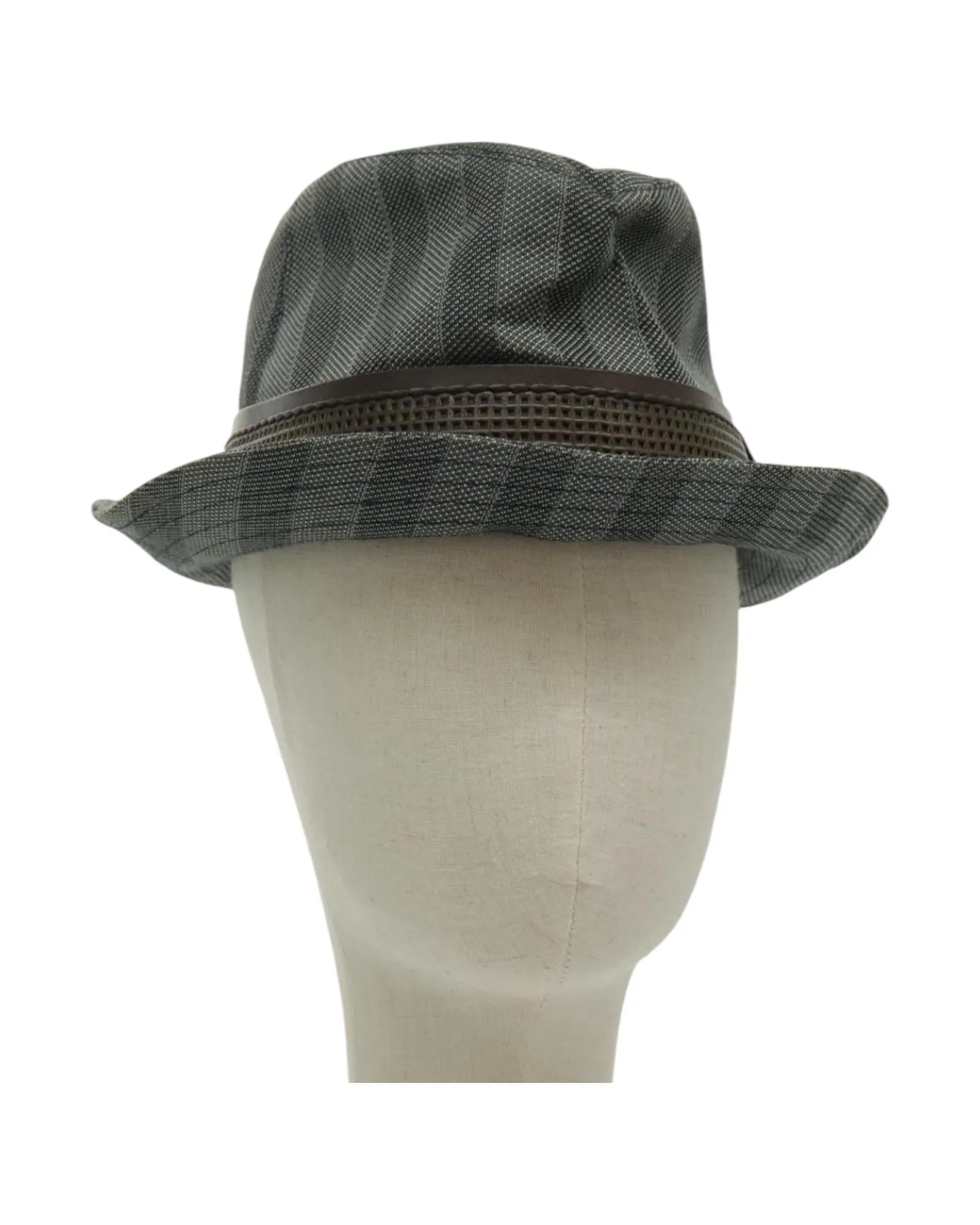 Preloved Fedora Hat Plaid Design- Gray