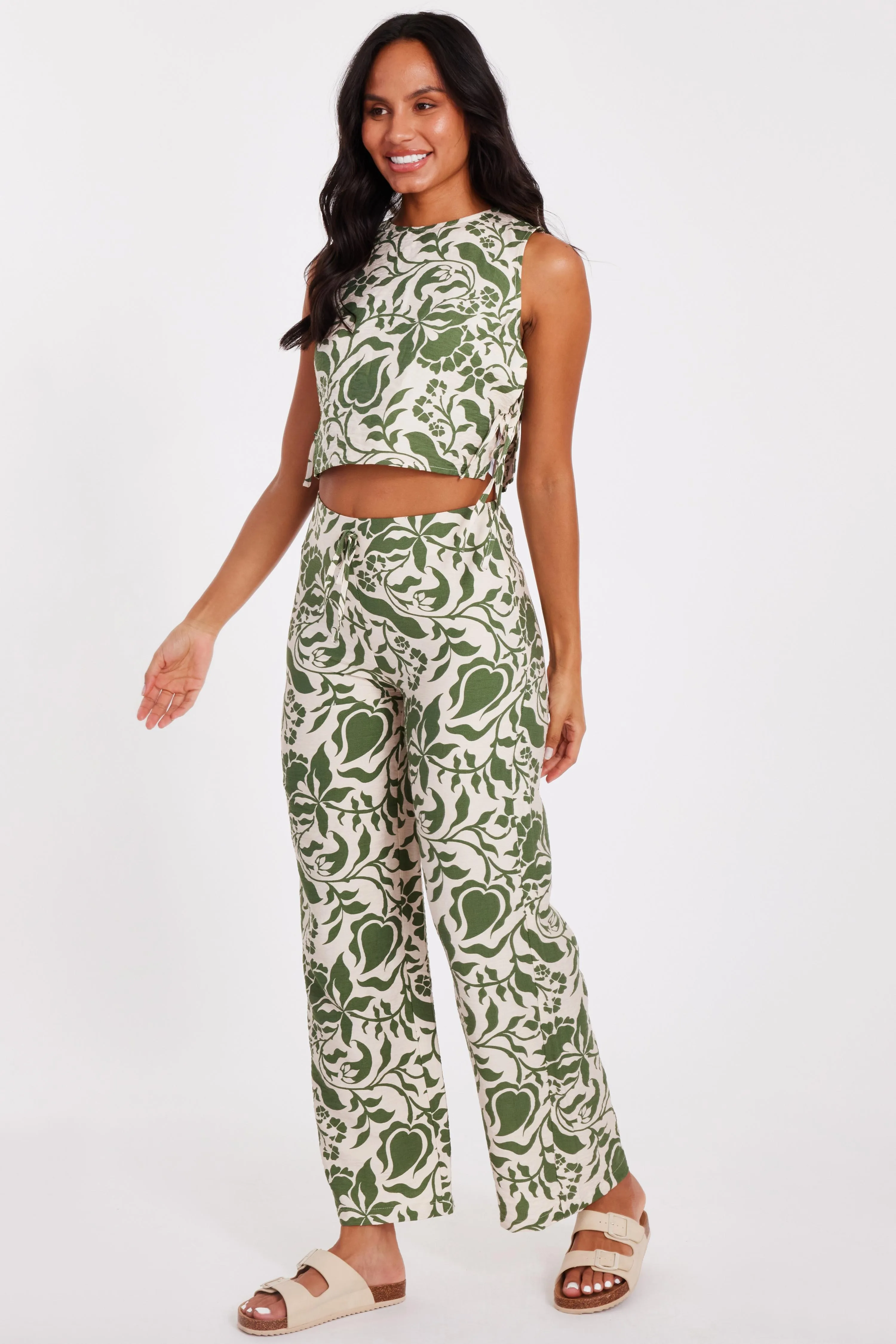 Multi Tropical Print Crop Top 3 Multi Tropical Print Crop Top