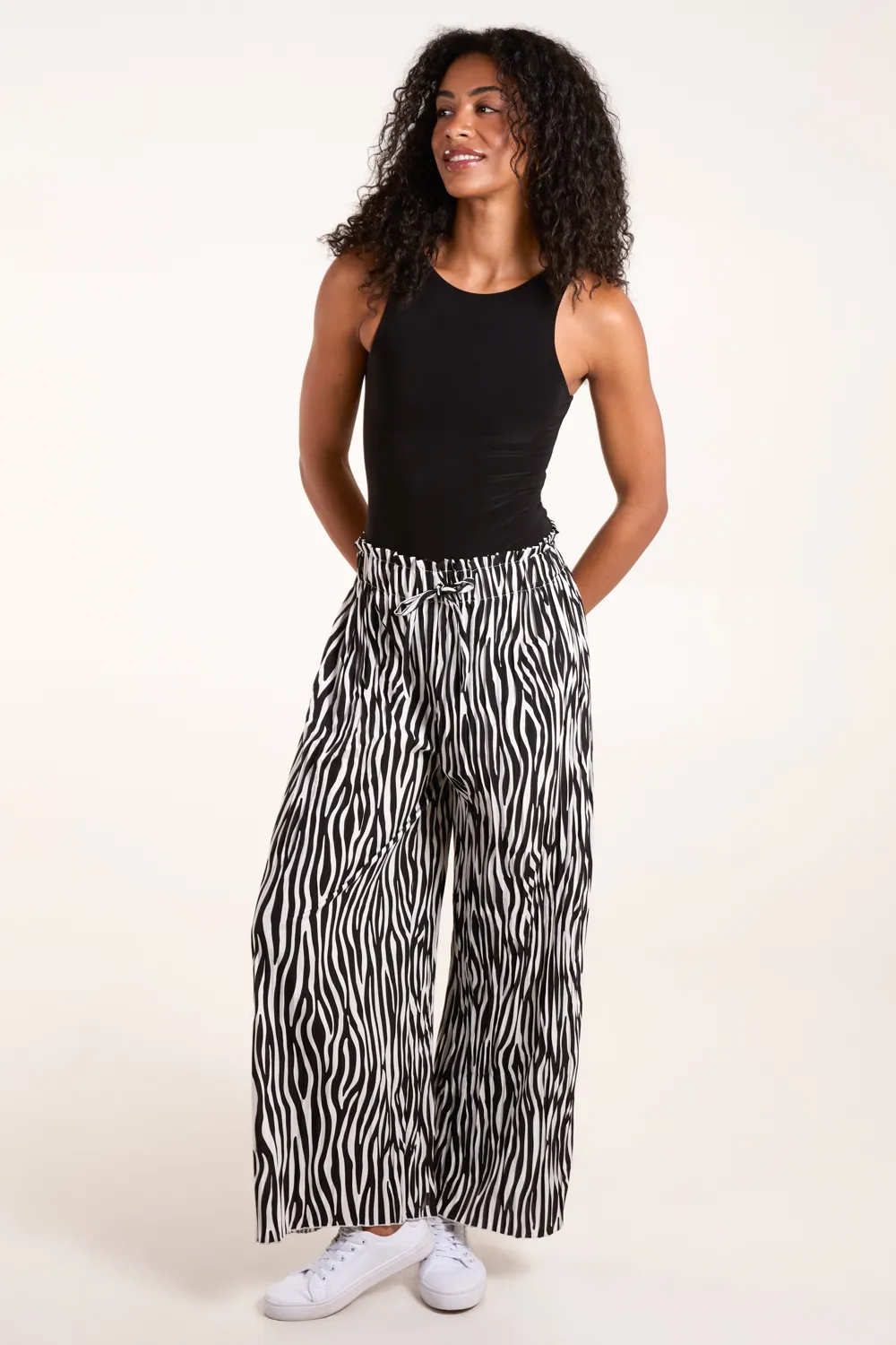 Abstract Zebra Pleated Trousers