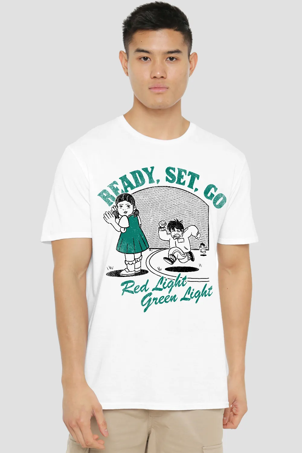 Squid Game Red Light Green Light Fakeaway T-ShirtWhite