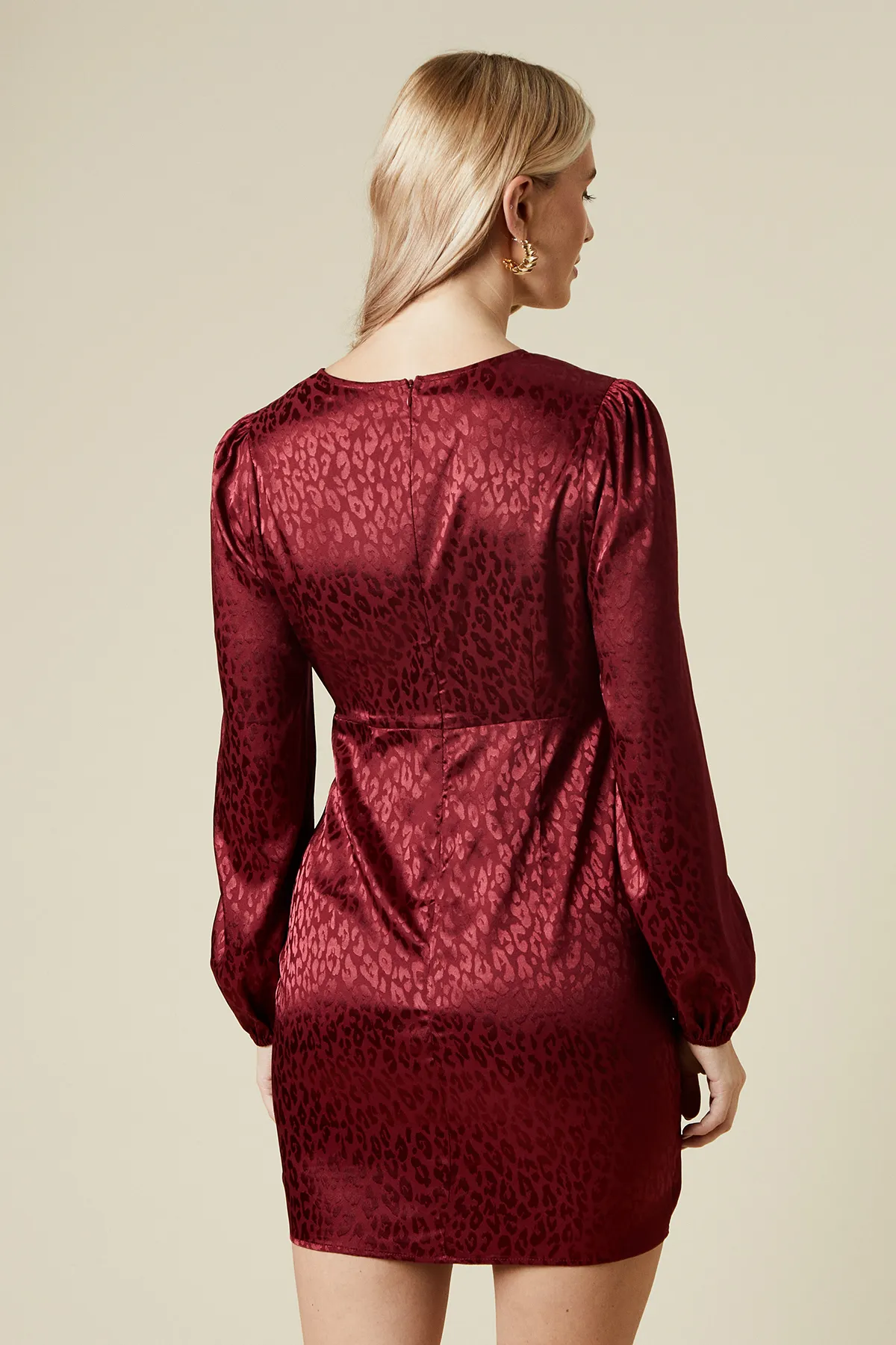 Petite Satin Jacquard Wrap Mini Dress 3 Petite Satin Jacquard Wrap Mini Dress