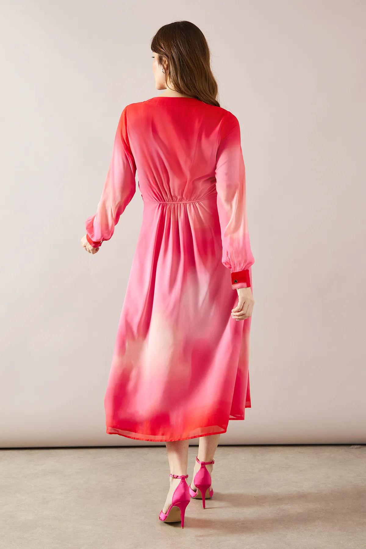 Zip Front Animal Border Chiffon Midi Dress 4 Zip Front Animal Border Chiffon Midi Dress