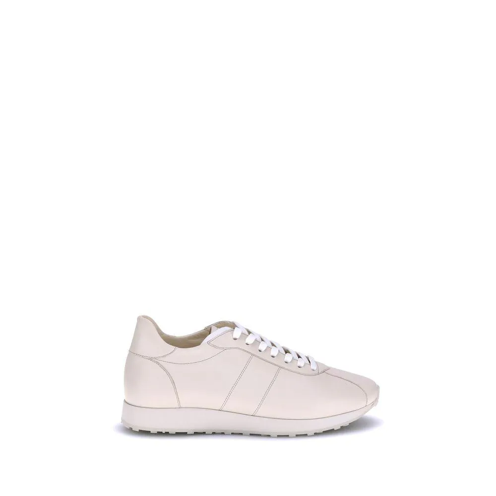 Minimalist Nappa Leather Lace-Up Sneakers with Micro-Rubber Tread