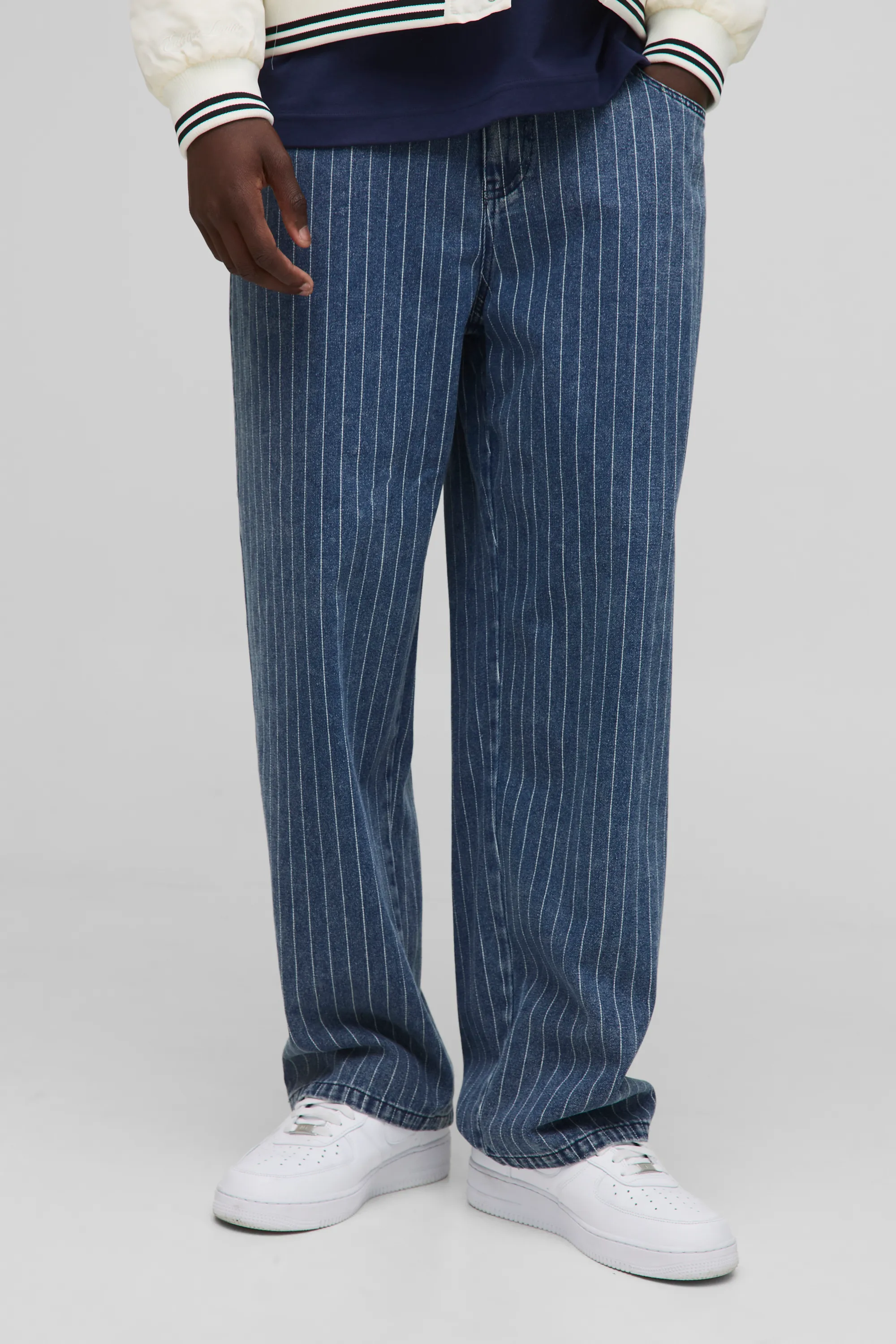 Baggy Fit Indigo Pinstripe Jeans 1 Baggy Fit Indigo Pinstripe Jeans
