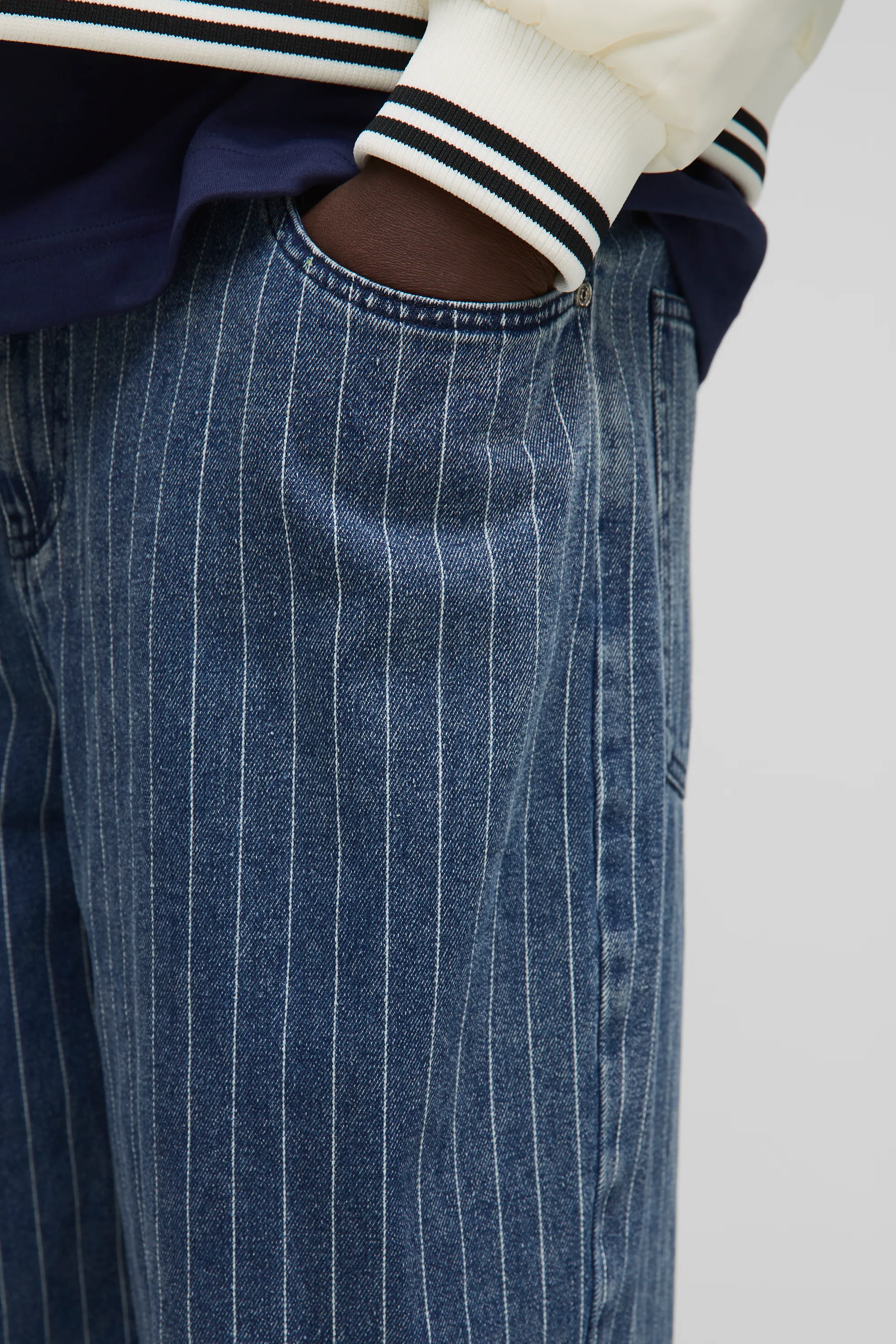 Baggy Fit Indigo Pinstripe Jeans 3 Baggy Fit Indigo Pinstripe Jeans