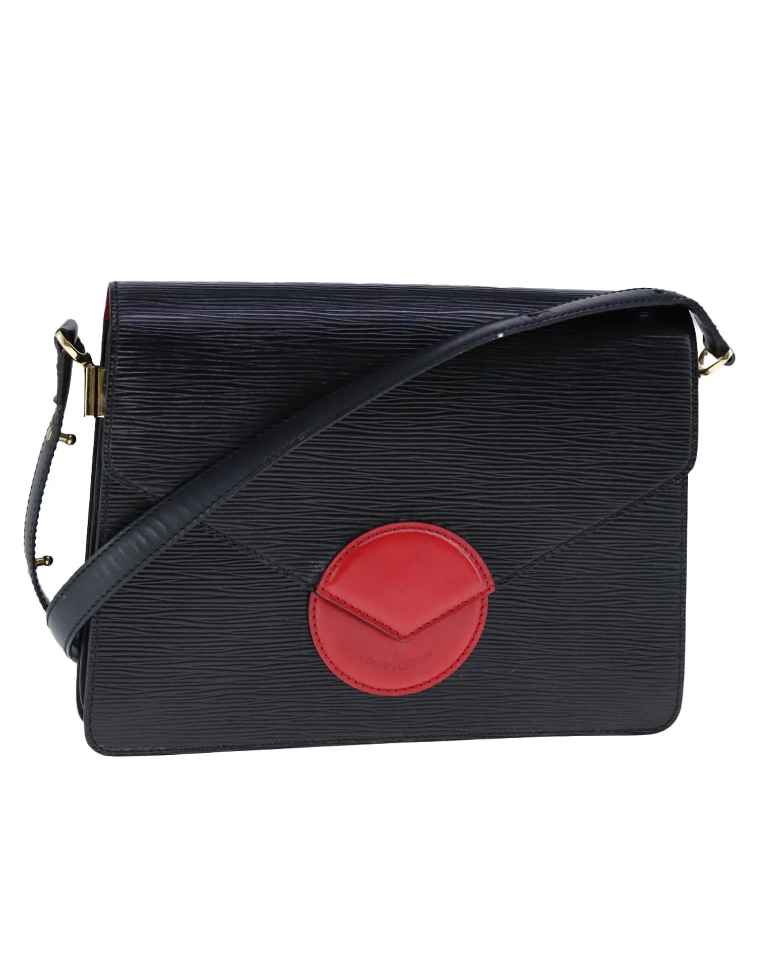 Preloved Epi Leather Shoulder Bag Red Accent- Black 1 Preloved Epi Leather Shoulder Bag Red Accent- Black