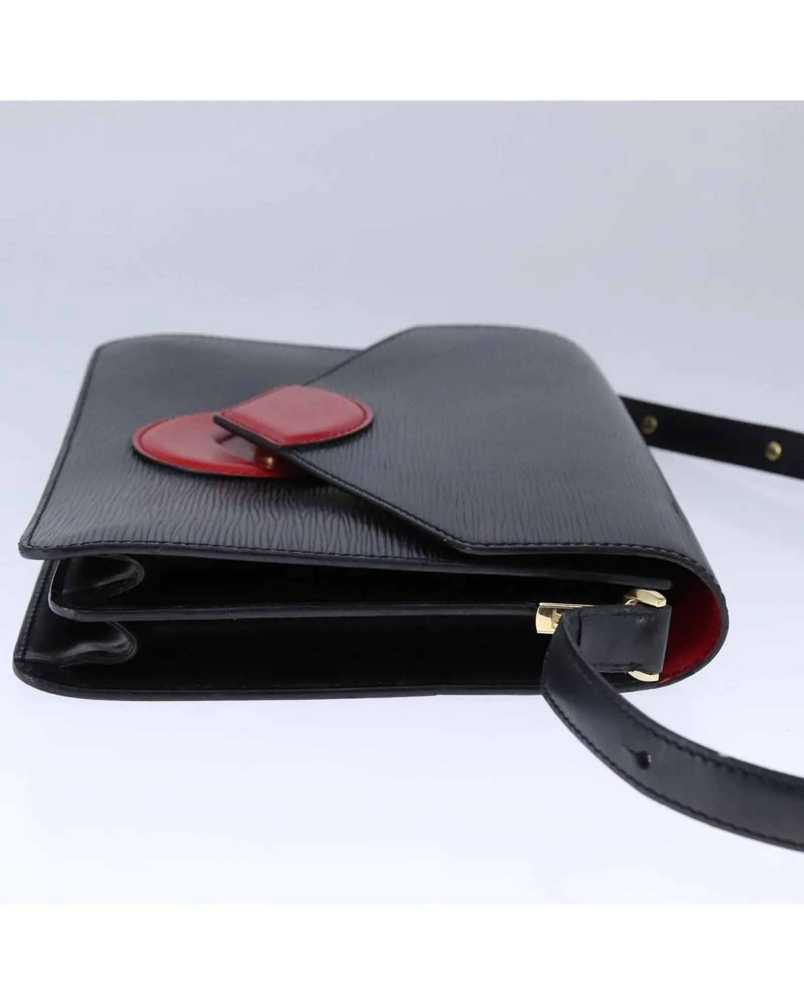 Preloved Epi Leather Shoulder Bag Red Accent- Black 5 Preloved Epi Leather Shoulder Bag Red Accent- Black