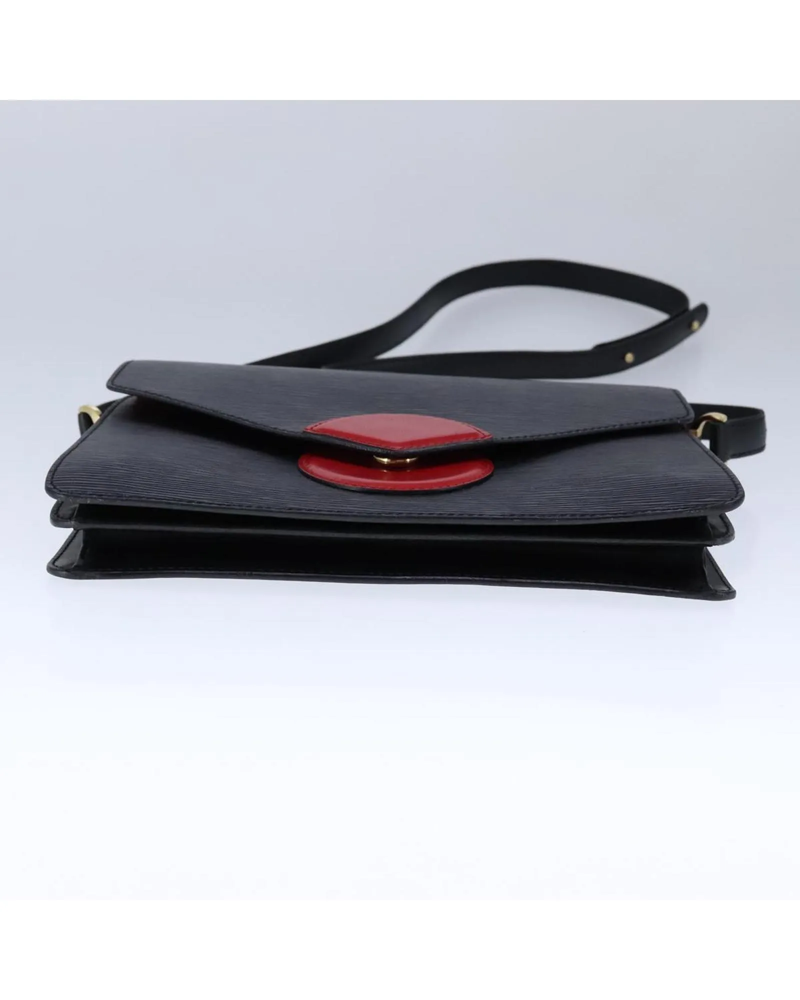 Preloved Epi Leather Shoulder Bag Red Accent- Black 6 Preloved Epi Leather Shoulder Bag Red Accent- Black