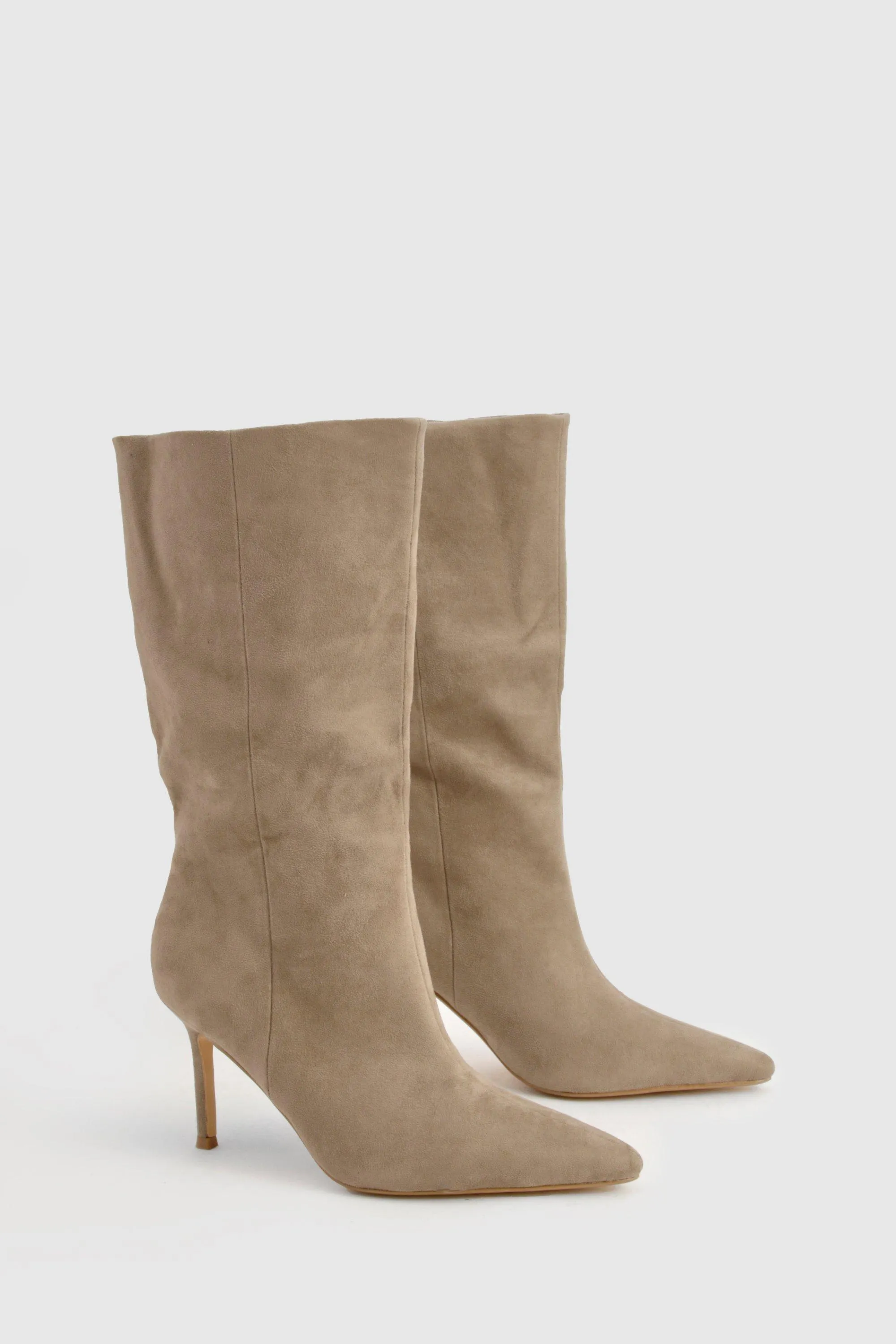 Wide Fit Faux Suede Stiletto Calf High Boots 2 Wide Fit Faux Suede Stiletto Calf High Boots
