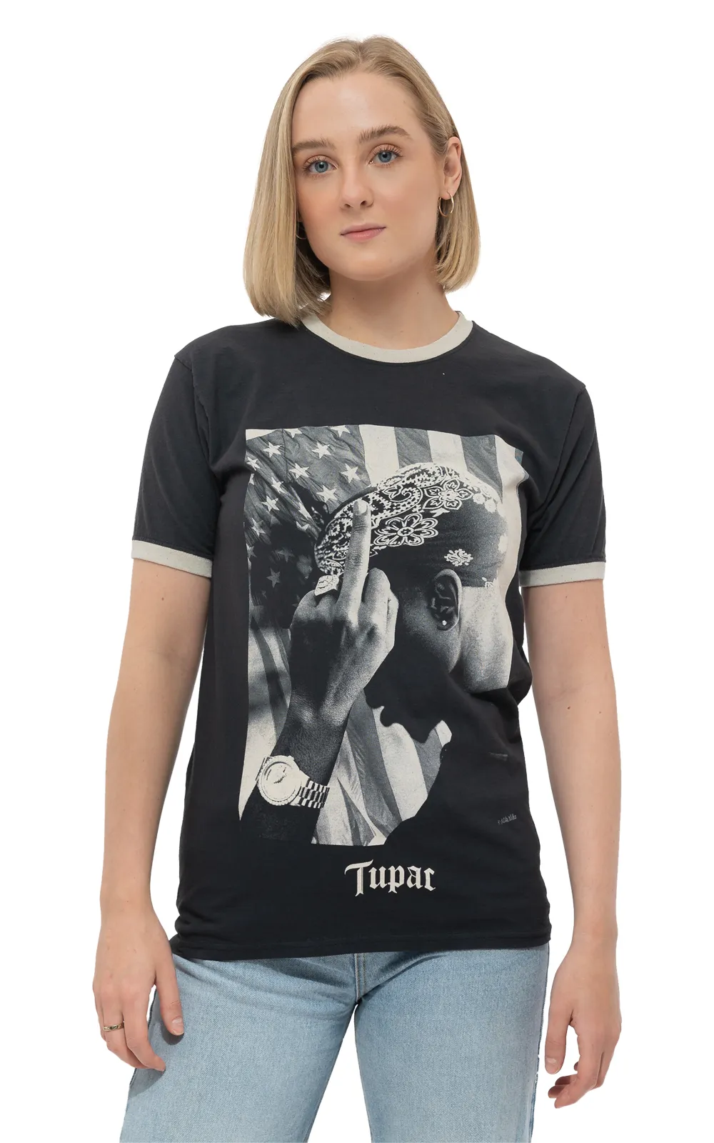 Flag Photo Ringer T Shirt
