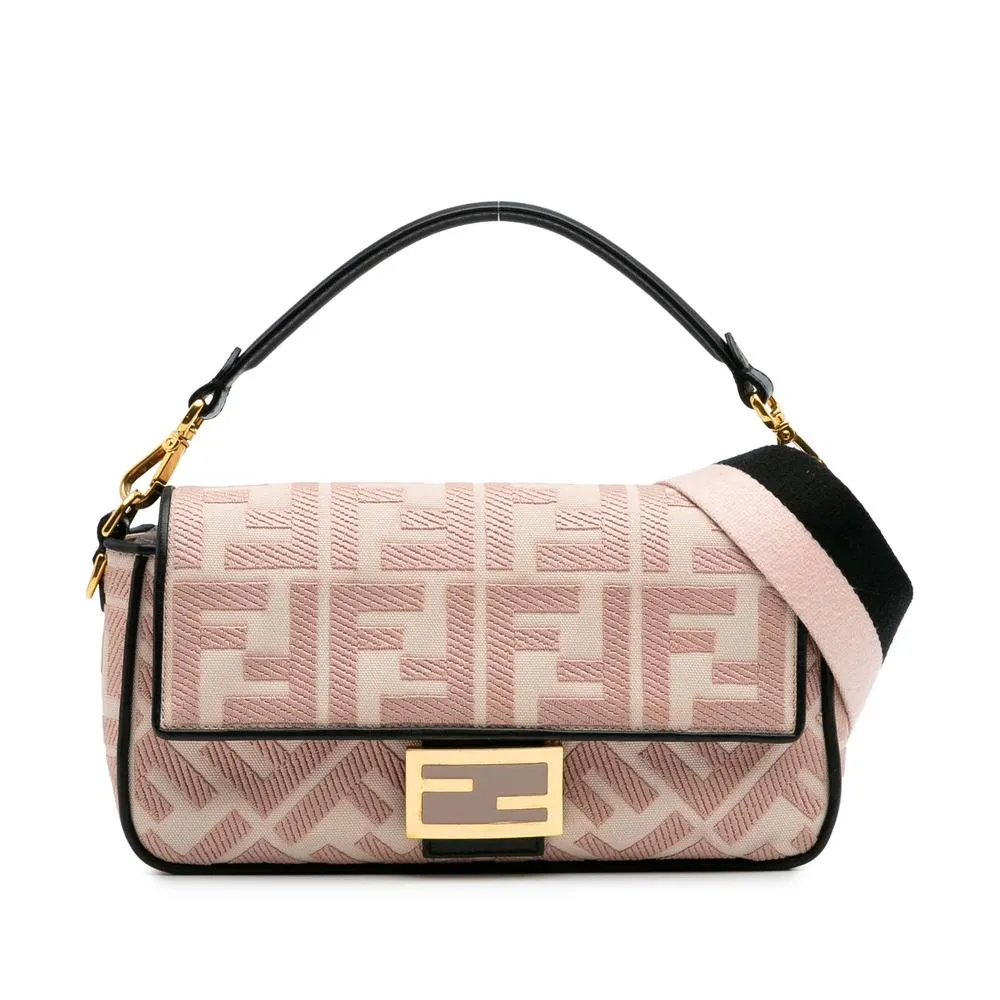 Preloved Baguette FF Motif Shoulder Bag- Pink Satchel