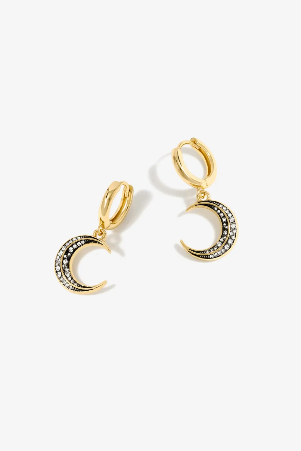 Gold Plated Enamel Moon Earrings - Gift Pouch 1 Gold Plated Enamel Moon Earrings - Gift Pouch