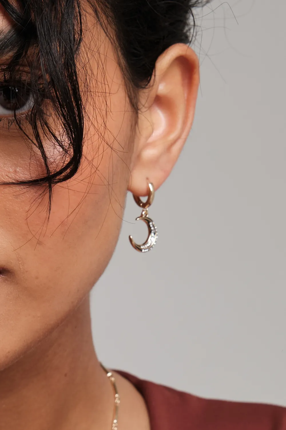 Gold Plated Enamel Moon Earrings - Gift Pouch 3 Gold Plated Enamel Moon Earrings - Gift Pouch
