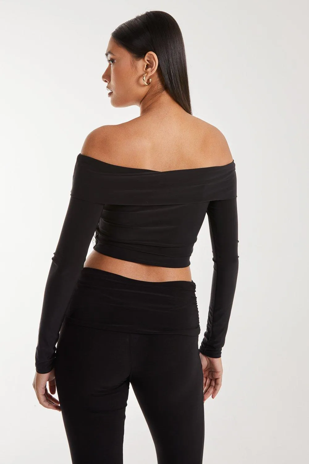 Corsage Detail Bardot Long Sleeve Top 2 Corsage Detail Bardot Long Sleeve Top