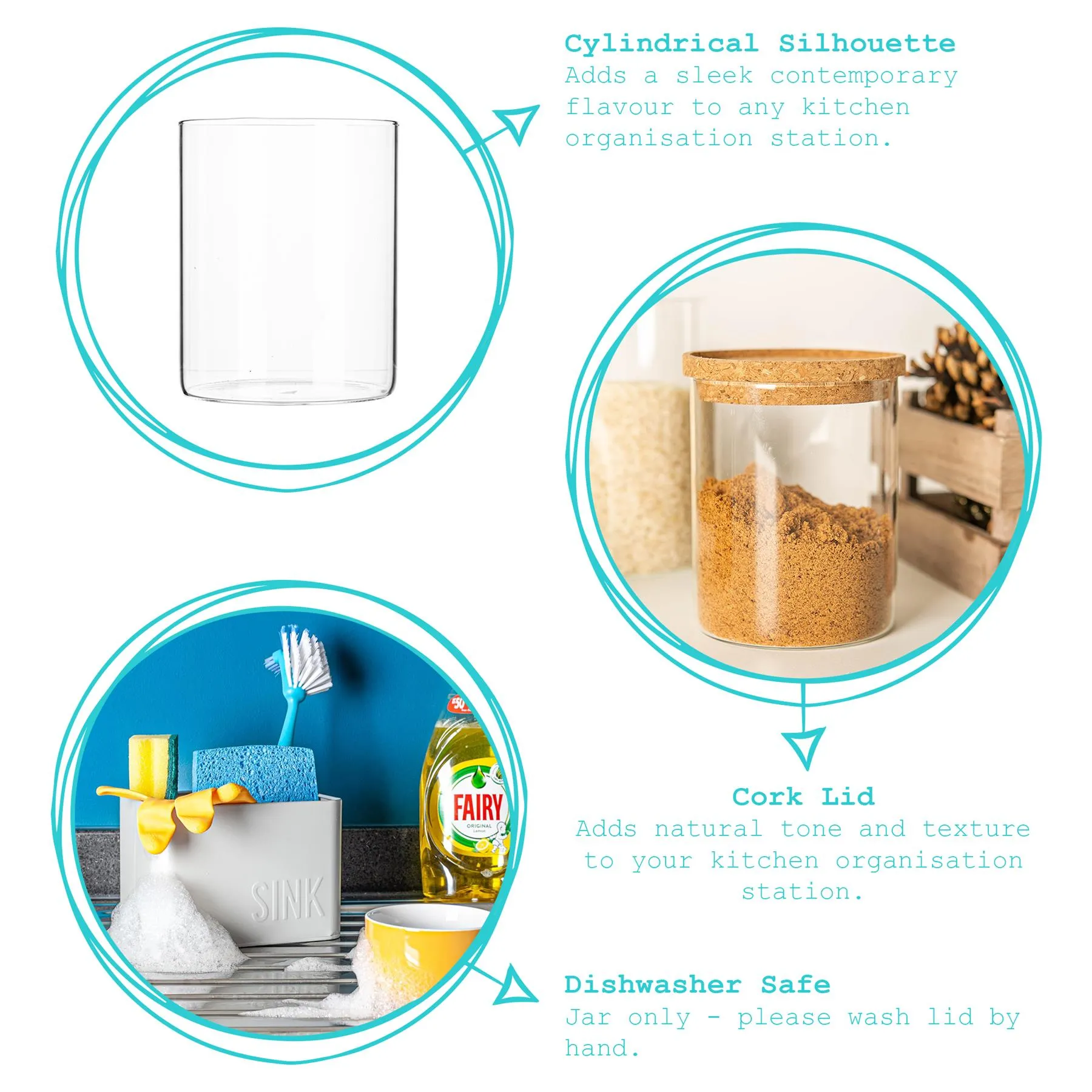 Scandi Storage Jar with Cork Lid 750ml 2 Scandi Storage Jar with Cork Lid 750ml