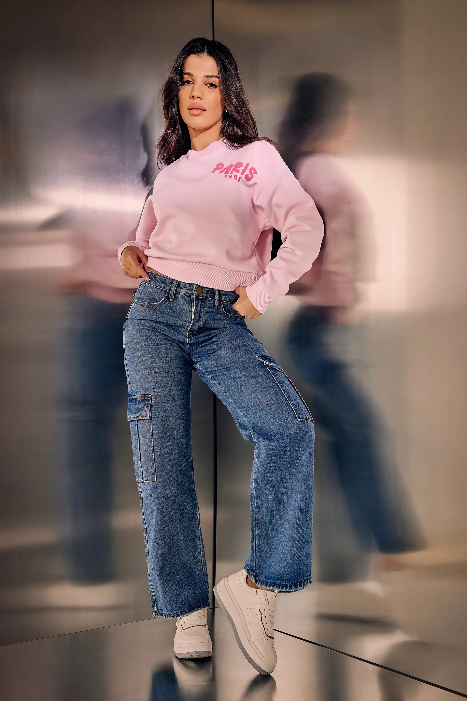 Petite Slogan Cropped Sweatshirt