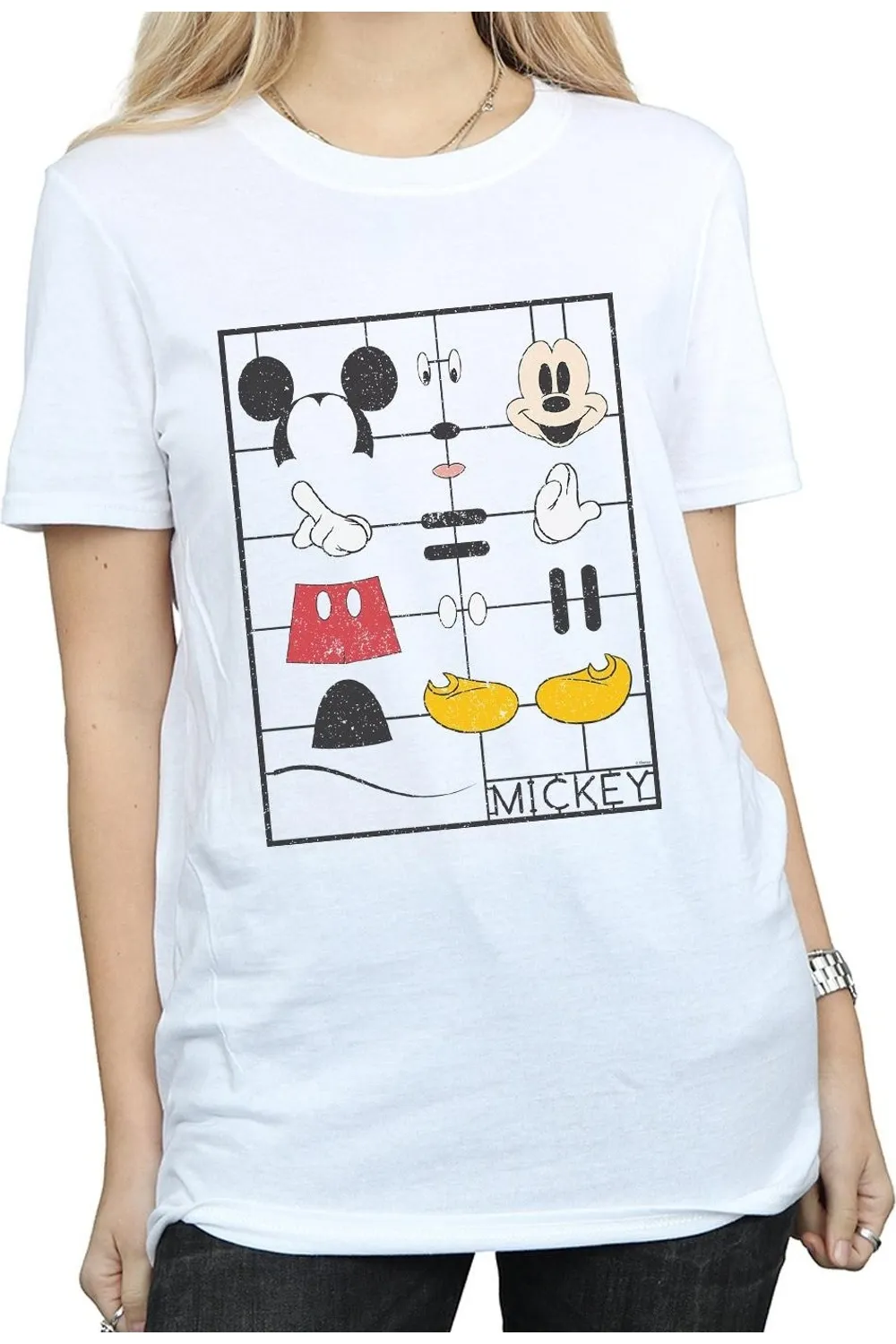 Mickey Mouse Construction Kit Cotton Boyfriend T-Shirt 3 Mickey Mouse Construction Kit Cotton Boyfriend T-Shirt