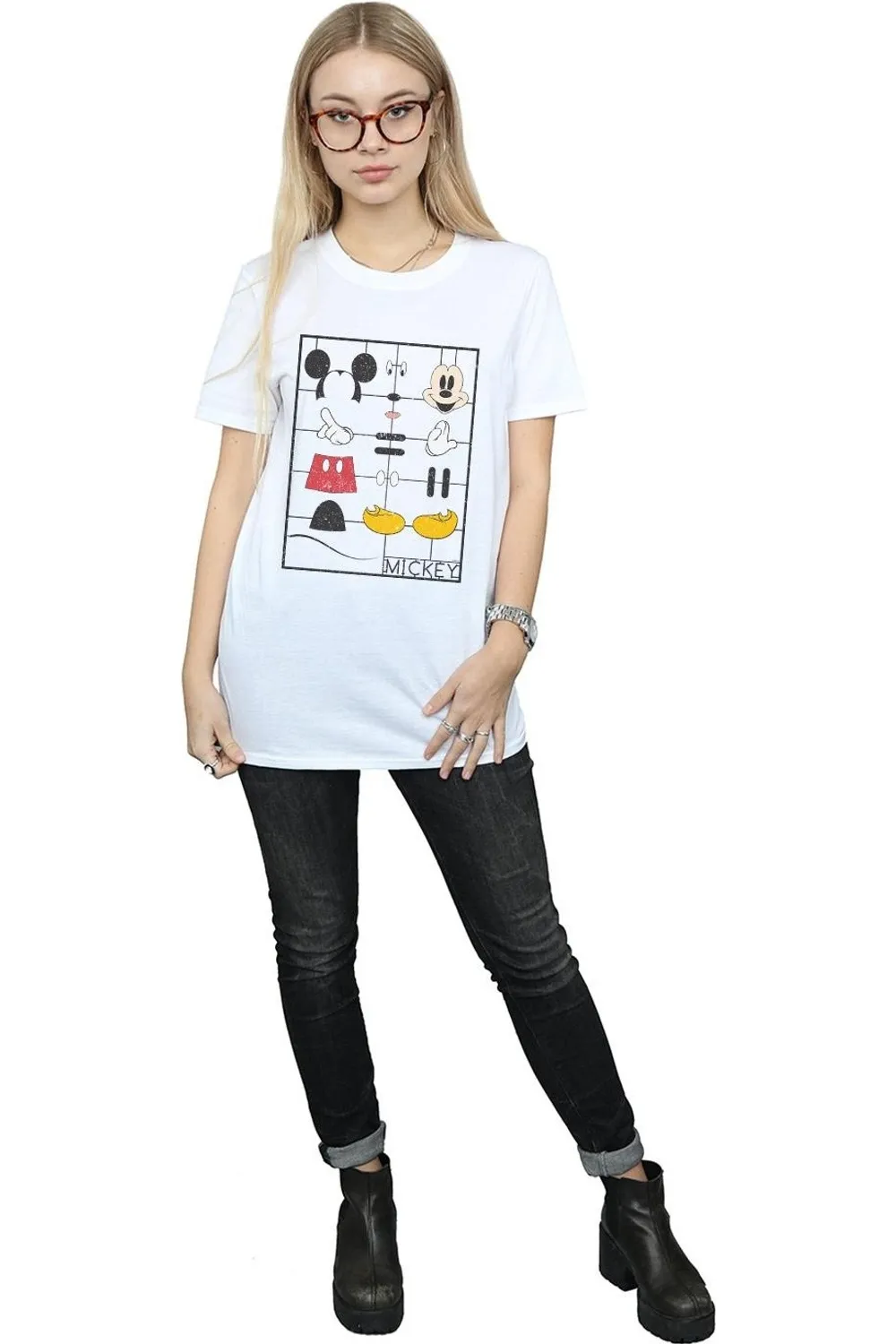 Mickey Mouse Construction Kit Cotton Boyfriend T-Shirt 4 Mickey Mouse Construction Kit Cotton Boyfriend T-Shirt