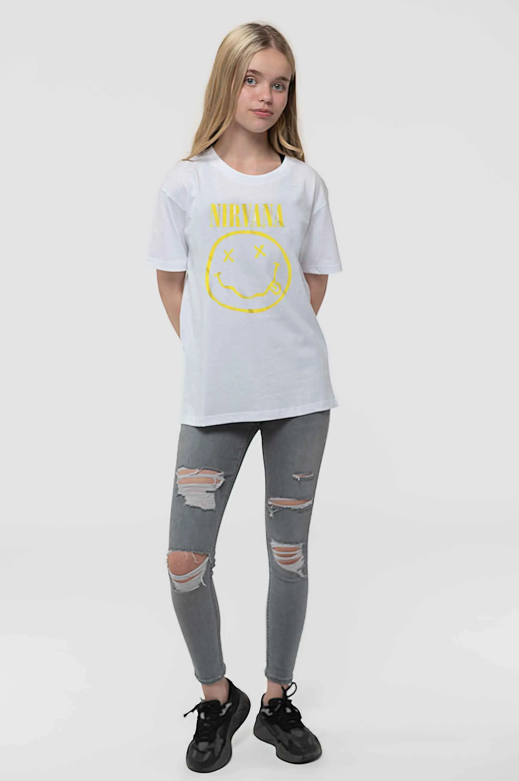 Yellow Grunge Smile Band Logo T Shirt 2 Yellow Grunge Smile Band Logo T Shirt