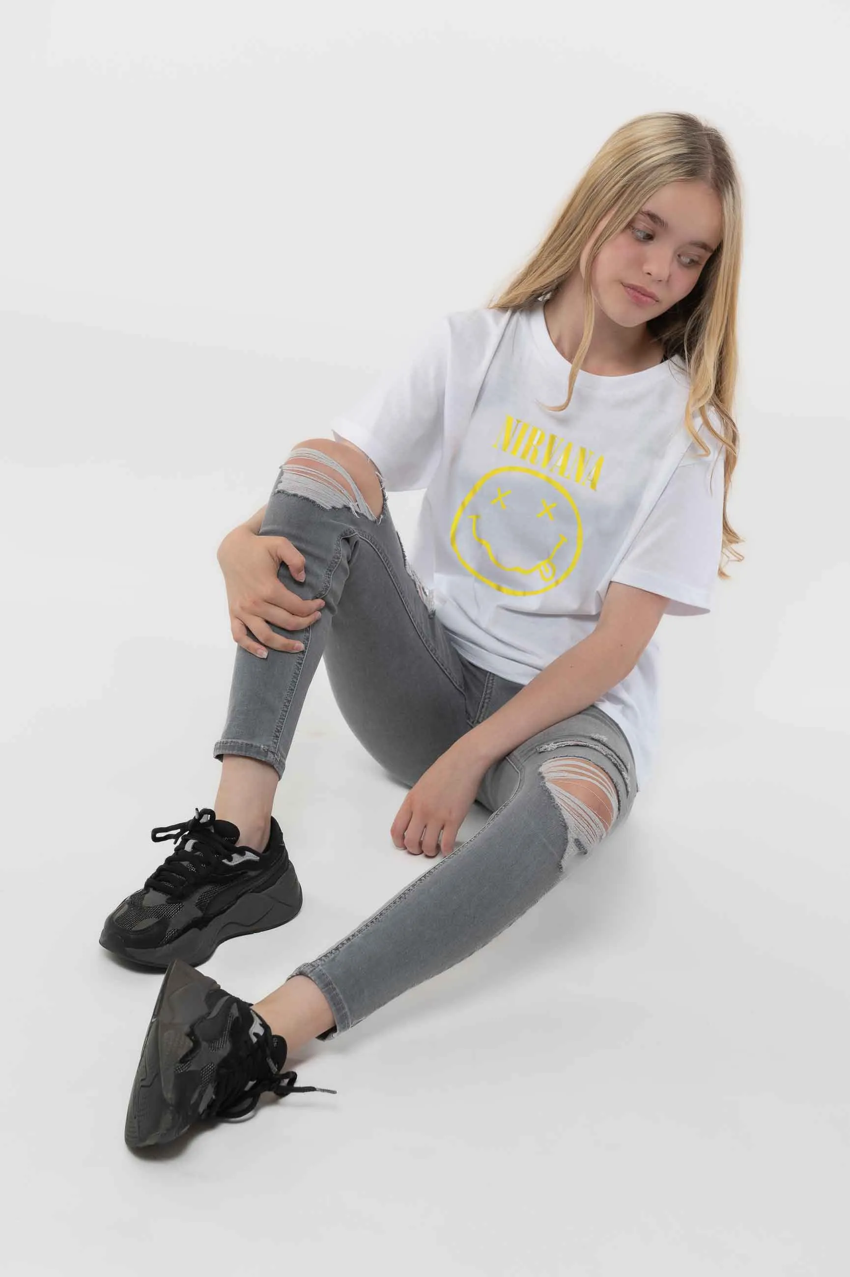 Yellow Grunge Smile Band Logo T Shirt 6 Yellow Grunge Smile Band Logo T Shirt