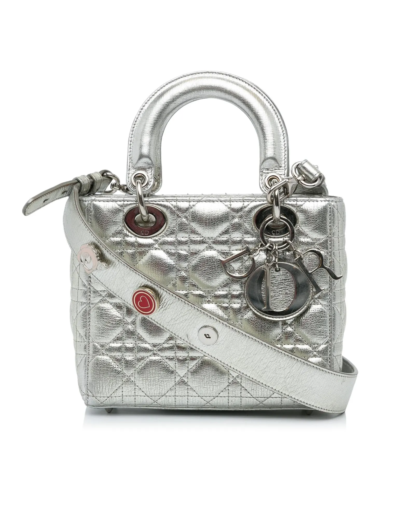 Preloved Lady Metallic Calfskin Handbag- Silver Satchel