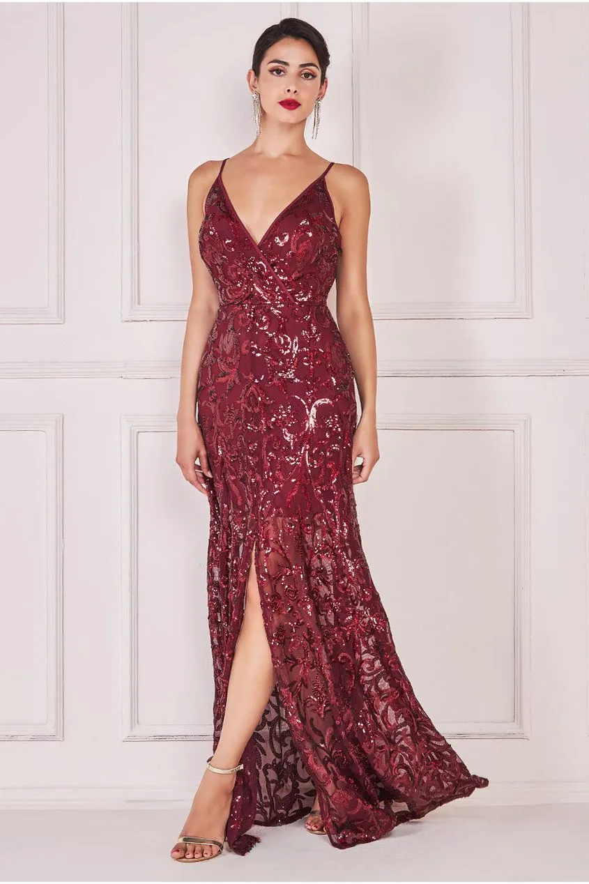 Iridescent Sequin Maxi With Front Split