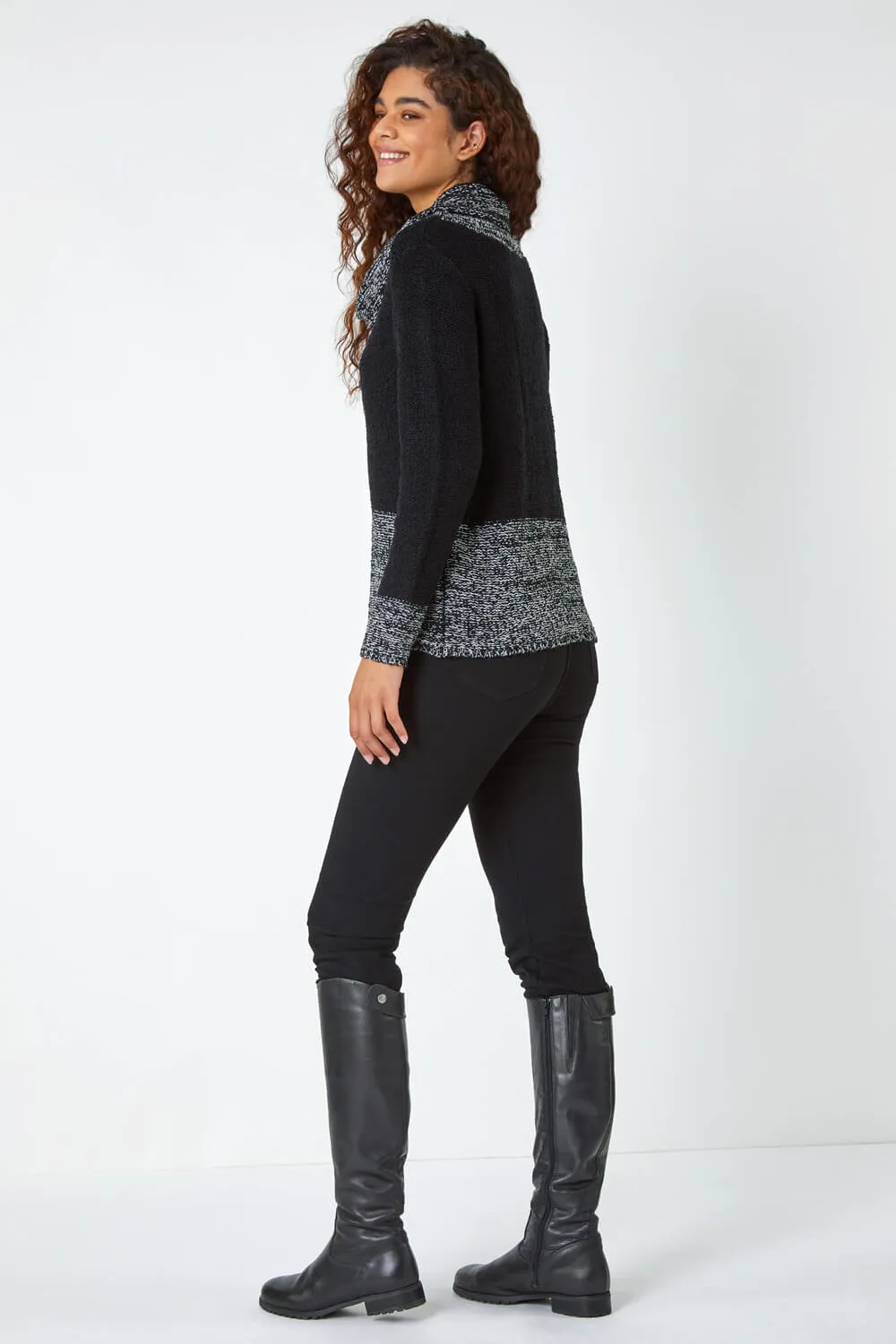 Contrast Cowl Neck Longline Jumper 3 Contrast Cowl Neck Longline Jumper