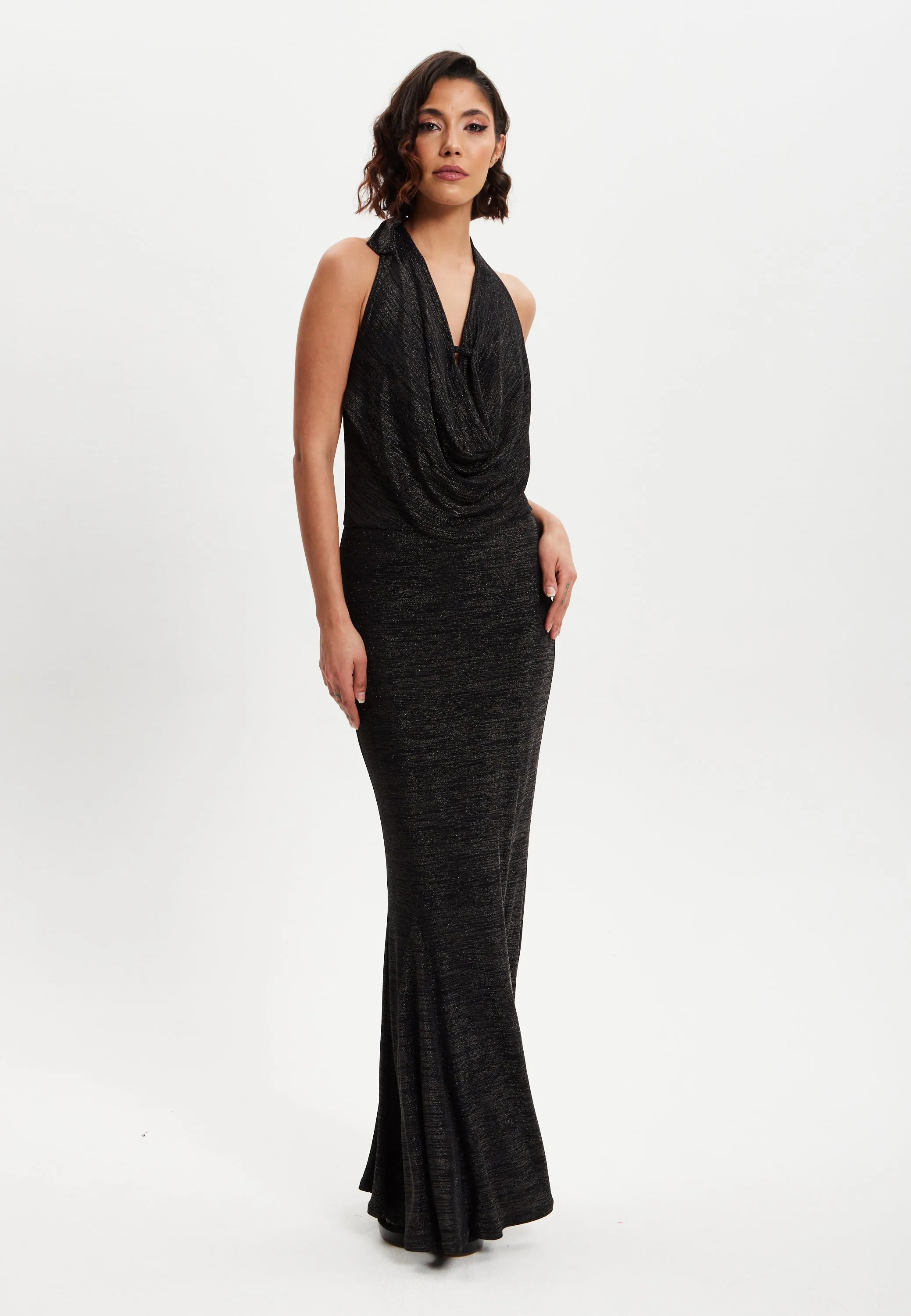 Black Full Maxi Lurex Jersey Dress 1 Black Full Maxi Lurex Jersey Dress