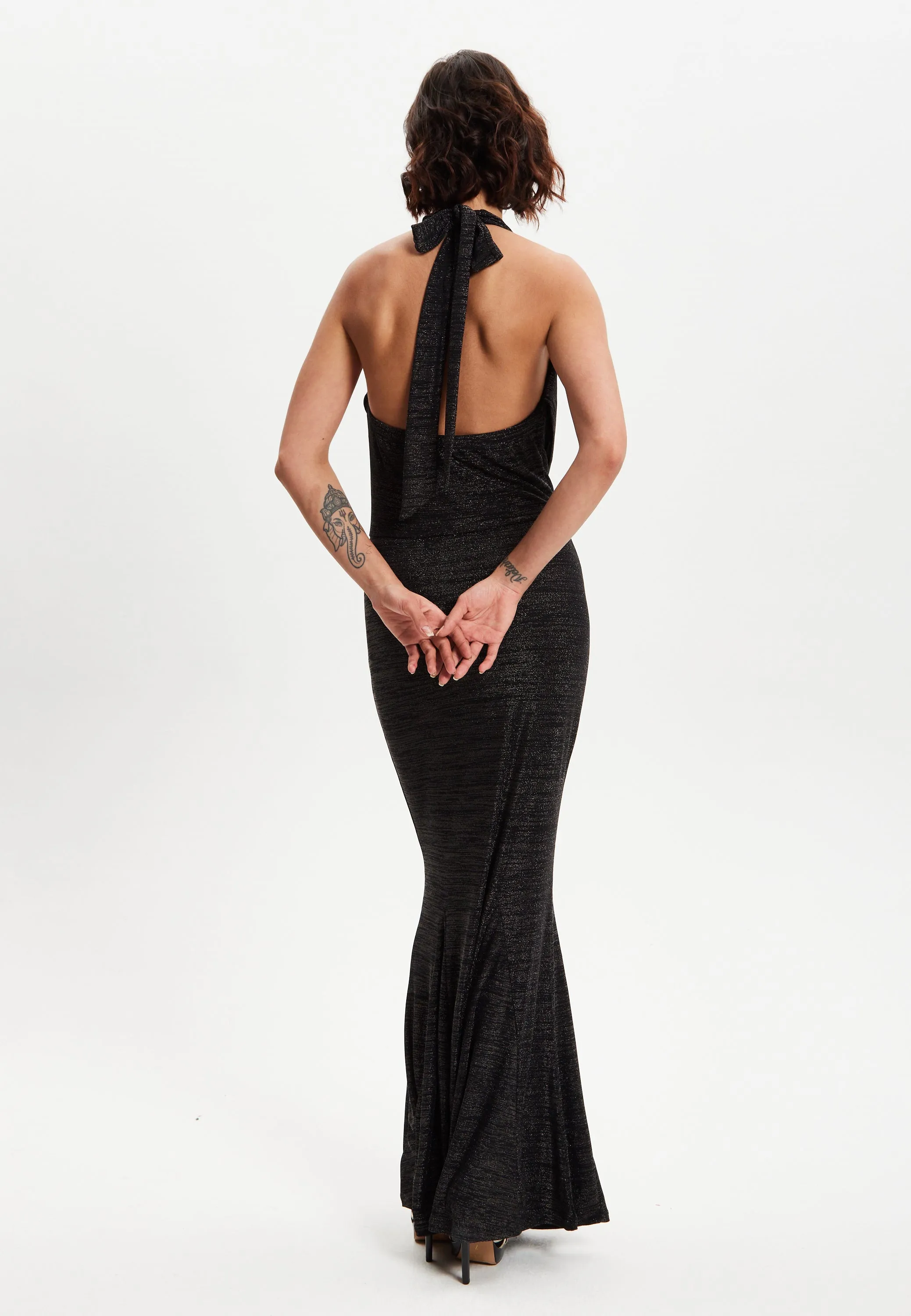 Black Full Maxi Lurex Jersey Dress 5 Black Full Maxi Lurex Jersey Dress