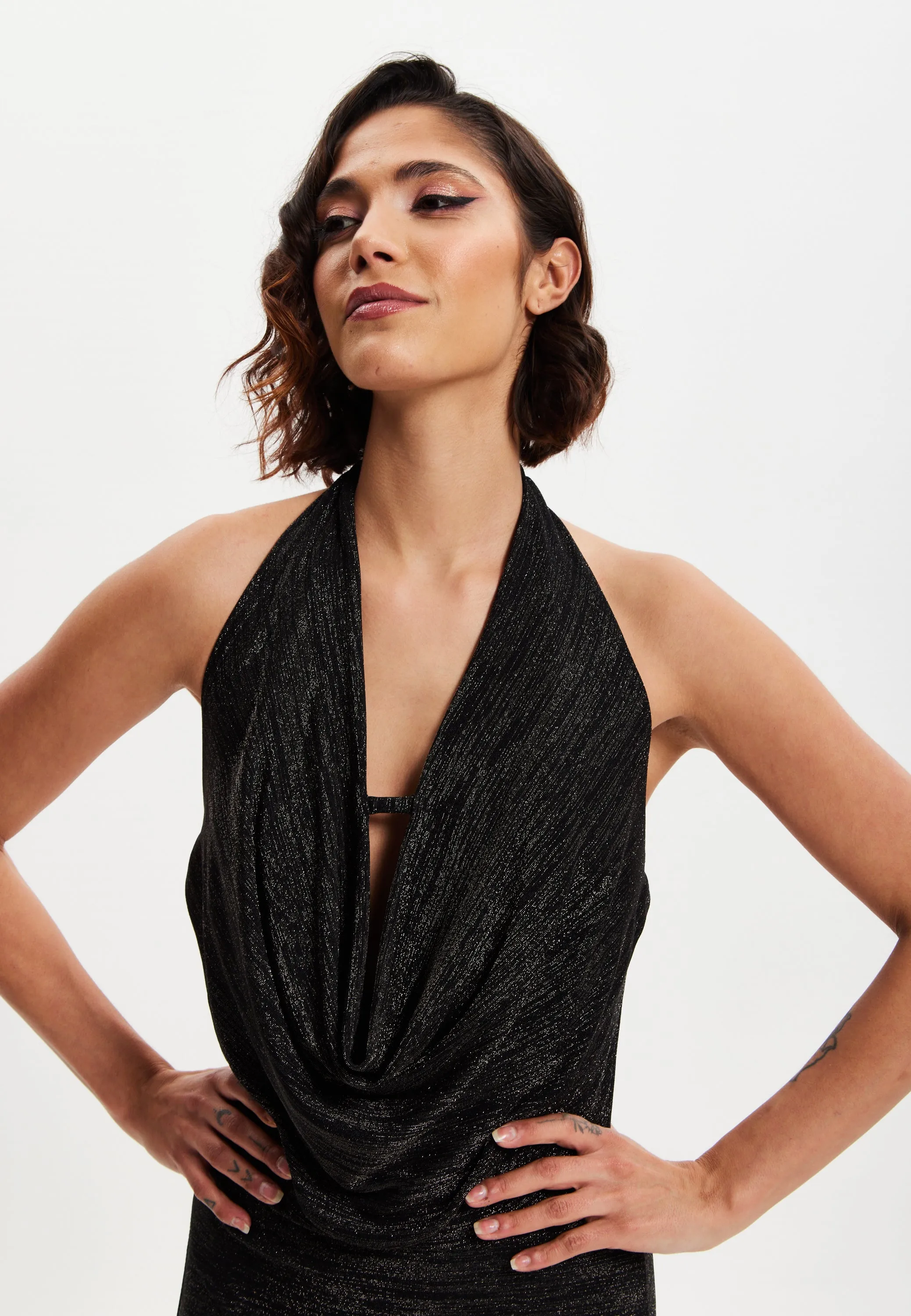 Black Full Maxi Lurex Jersey Dress 6 Black Full Maxi Lurex Jersey Dress