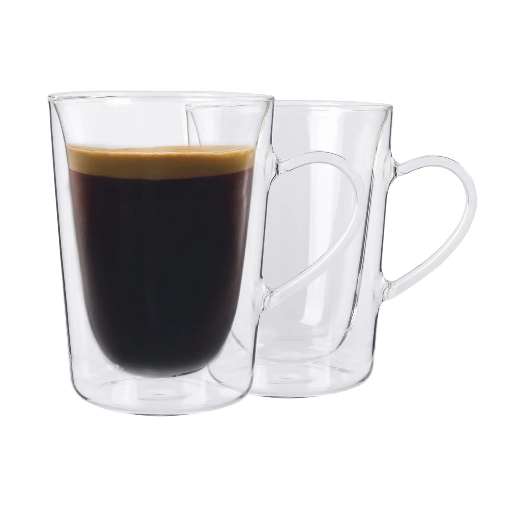 Double Walled Coffee Glasses with 12 Spoons - 285ml - Pack of 2
