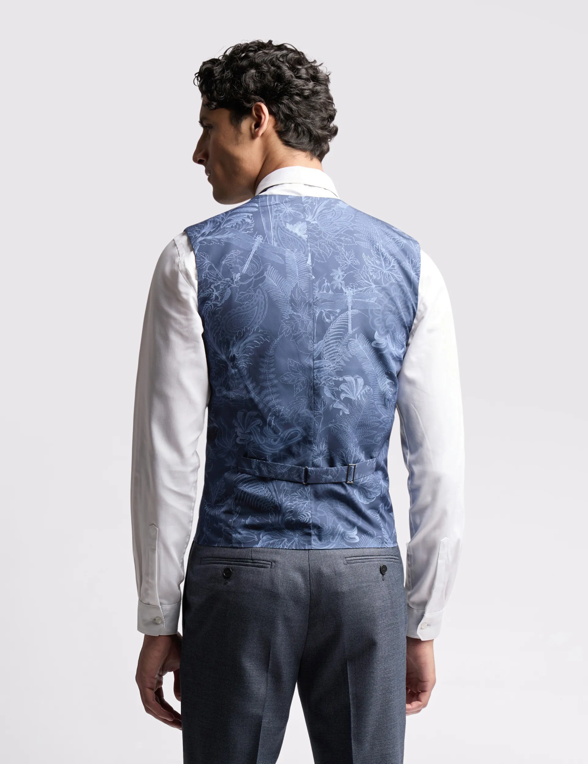 Riley Slim Fit Navy Texture Puppytooth Waistcoat 2 Riley Slim Fit Navy Texture Puppytooth Waistcoat