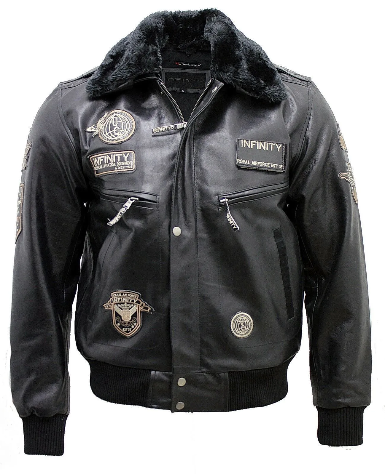 Cow Hide Detachable Collar Leather Flight Bomber Jacket 1 Cow Hide Detachable Collar Leather Flight Bomber Jacket