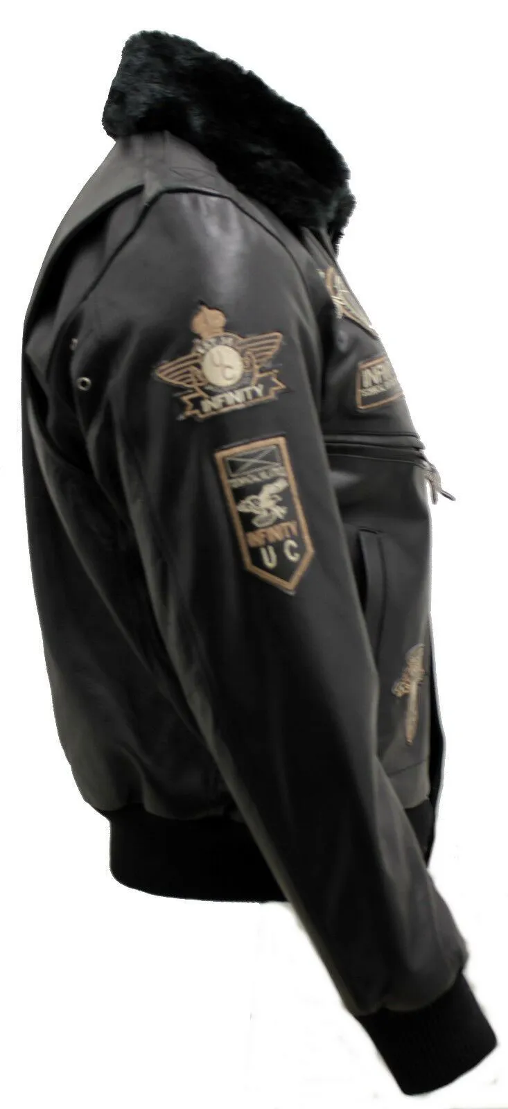 Cow Hide Detachable Collar Leather Flight Bomber Jacket 2 Cow Hide Detachable Collar Leather Flight Bomber Jacket